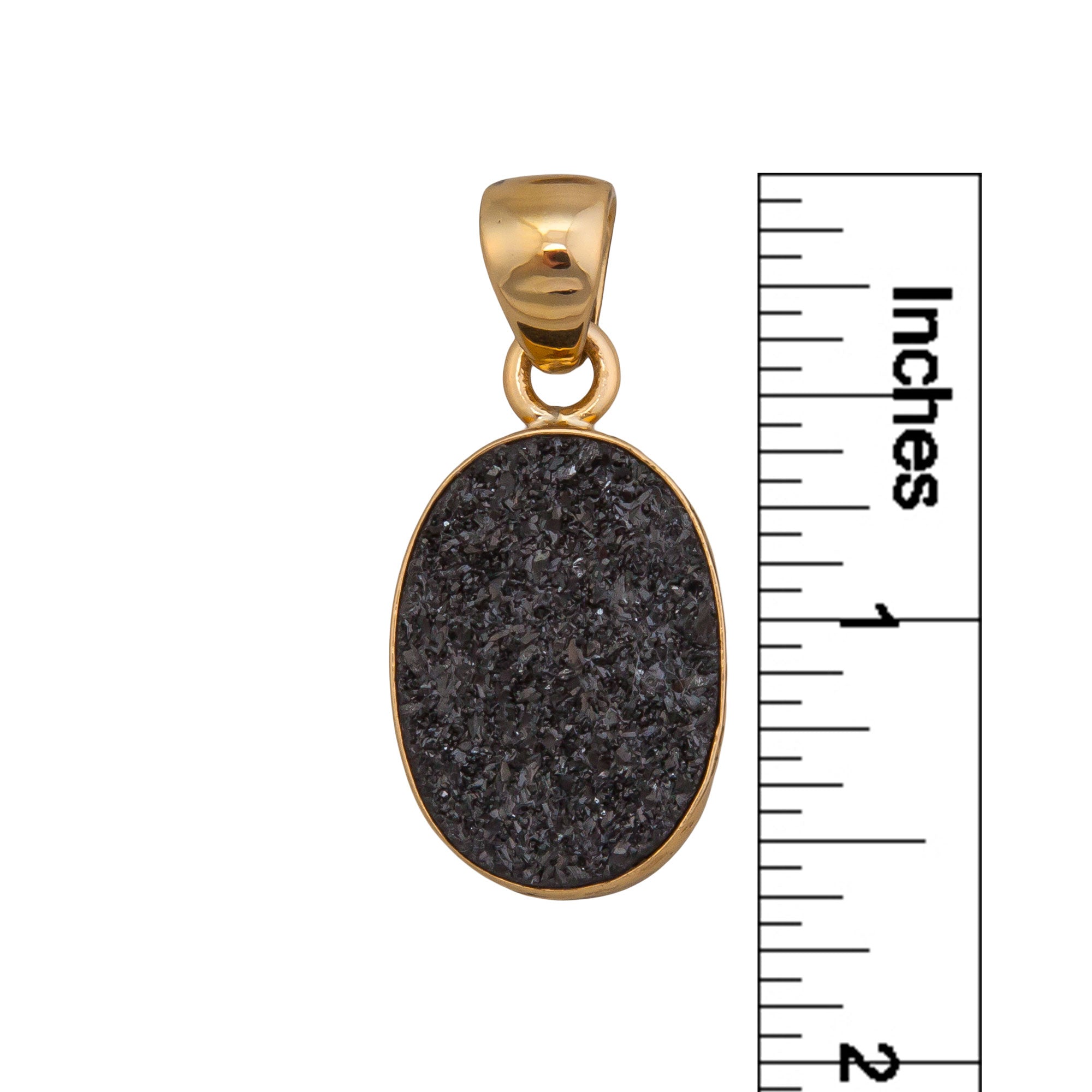 Alchemia Black Druzy Oval Pendant | Charles Albert Jewelry