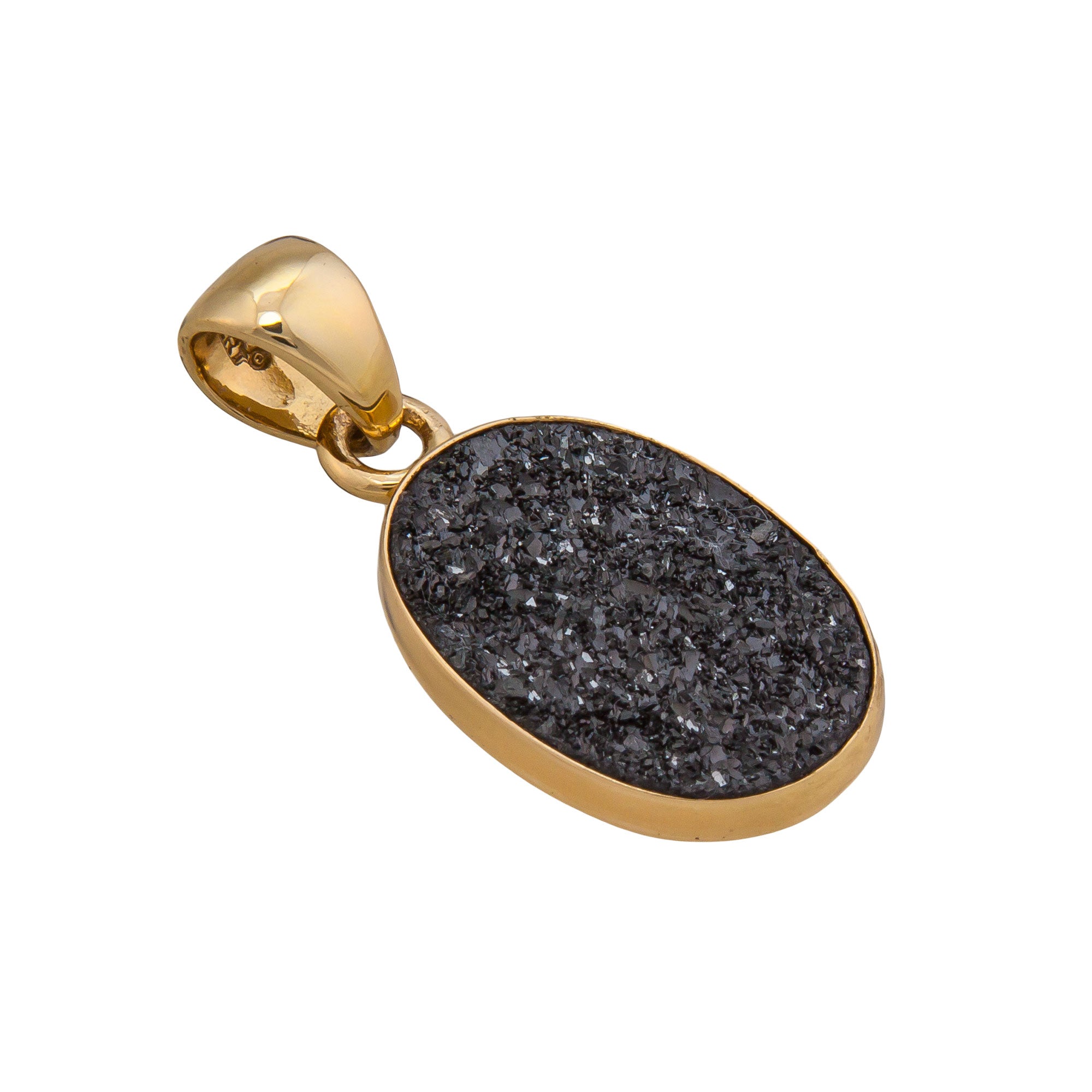 Alchemia Black Druzy Oval Pendant | Charles Albert Jewelry