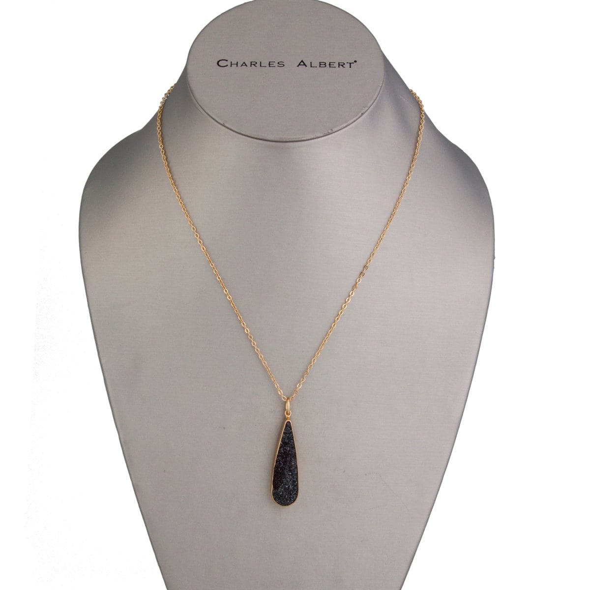 Alchemia Black Druzy Teardrop Pendant | Charles Albert Jewelry