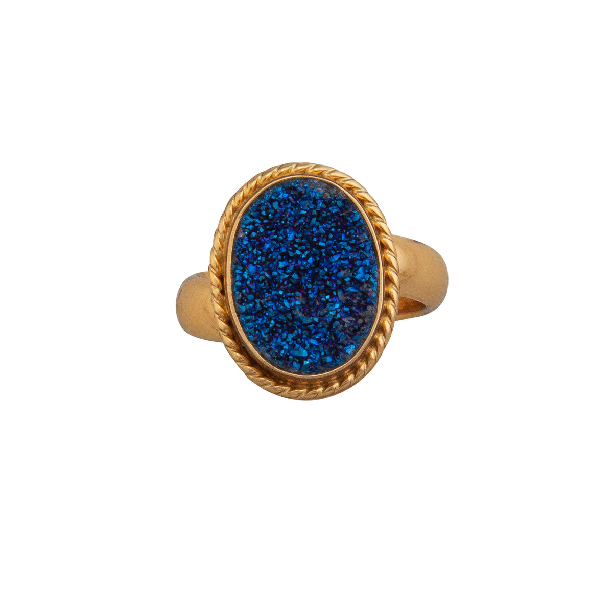 Alchemia Blue Druzy Oval Rope Adjustable Ring | Charles Albert Jewelry