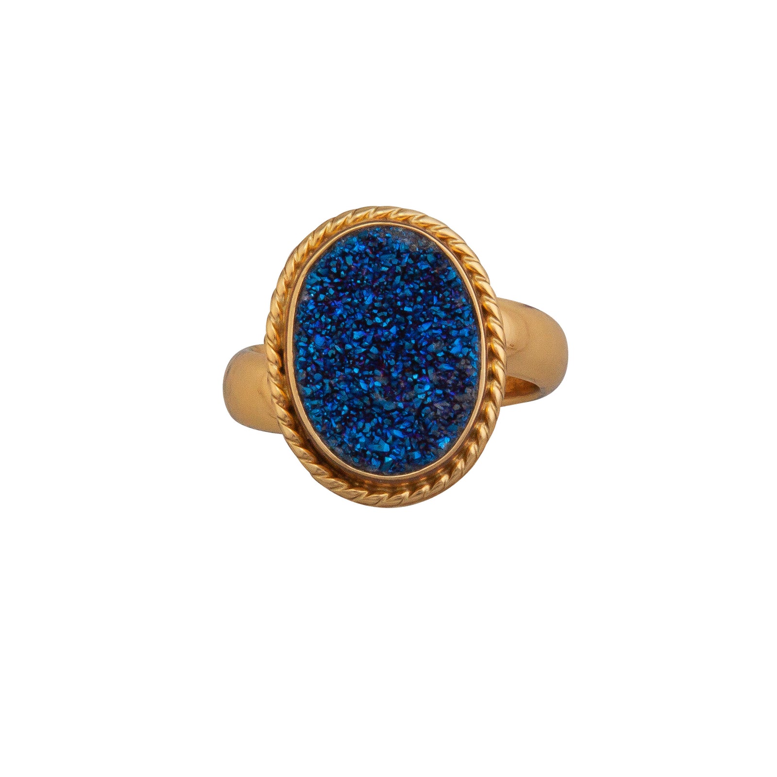 Alchemia Blue Druzy Oval Rope Adjustable Ring | Charles Albert Jewelry