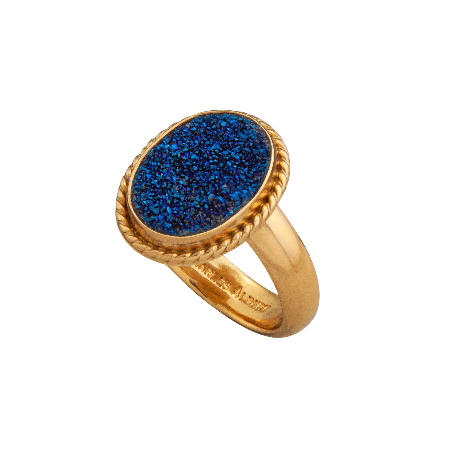 Alchemia Blue Druzy Oval Rope Adjustable Ring | Charles Albert Jewelry