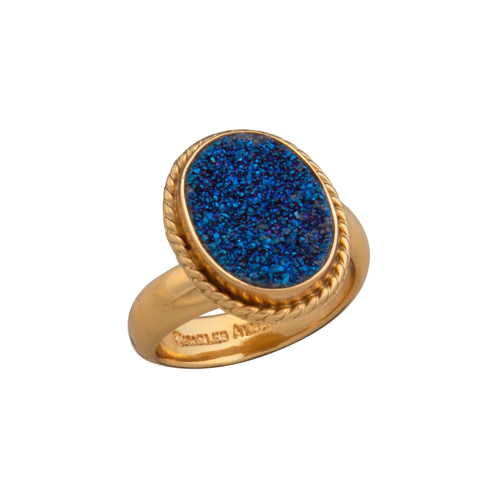 Alchemia Blue Druzy Oval Rope Adjustable Ring | Charles Albert Jewelry