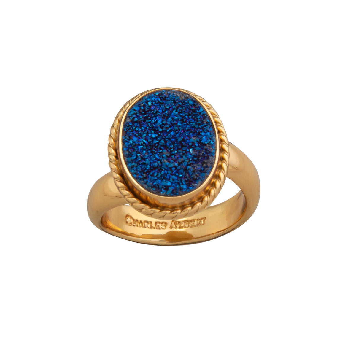 Alchemia Blue Druzy Oval Rope Adjustable Ring | Charles Albert Jewelry