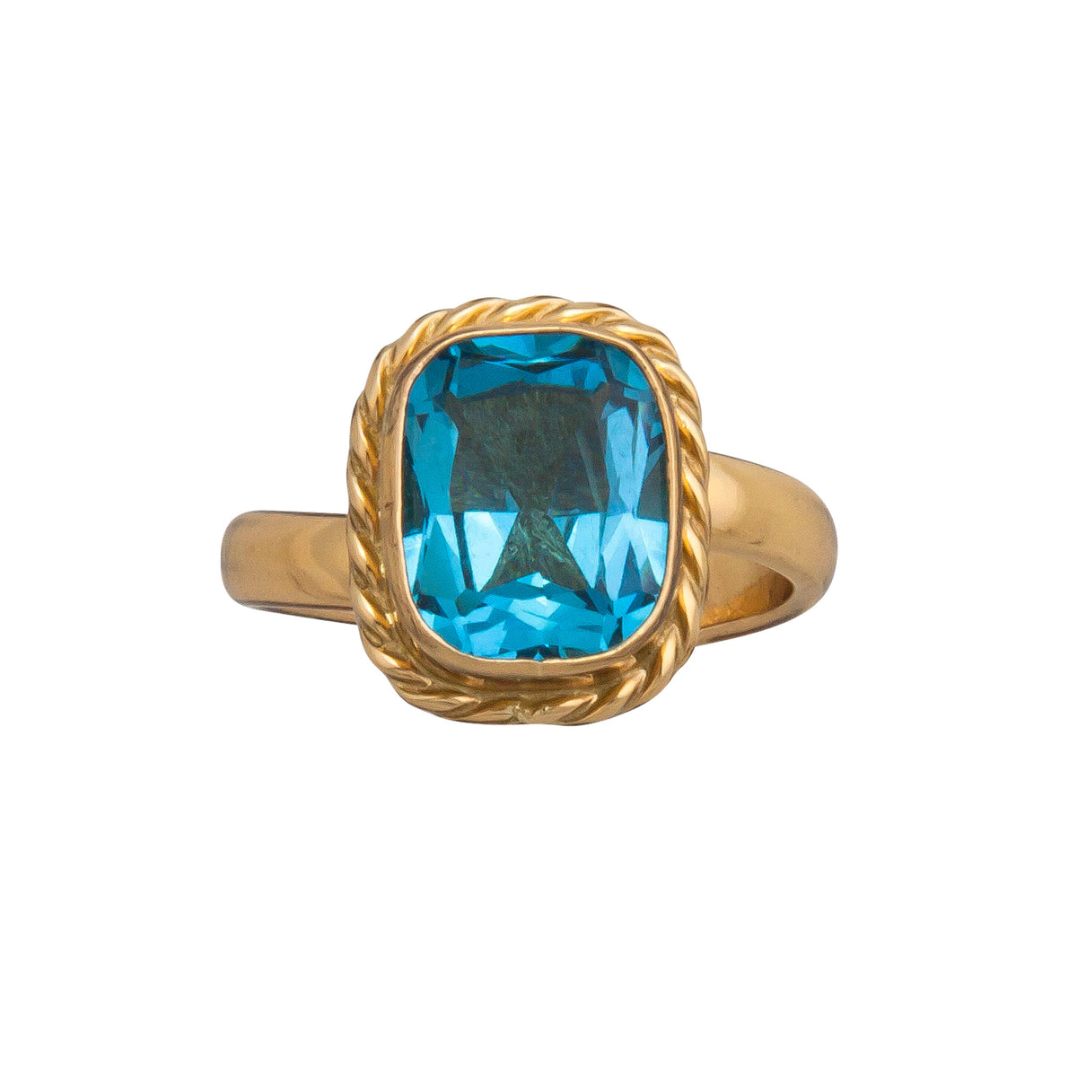 Alchemia Blue Topaz Adjustable Ring with Detailed Edge | Charles Albert Jewelry