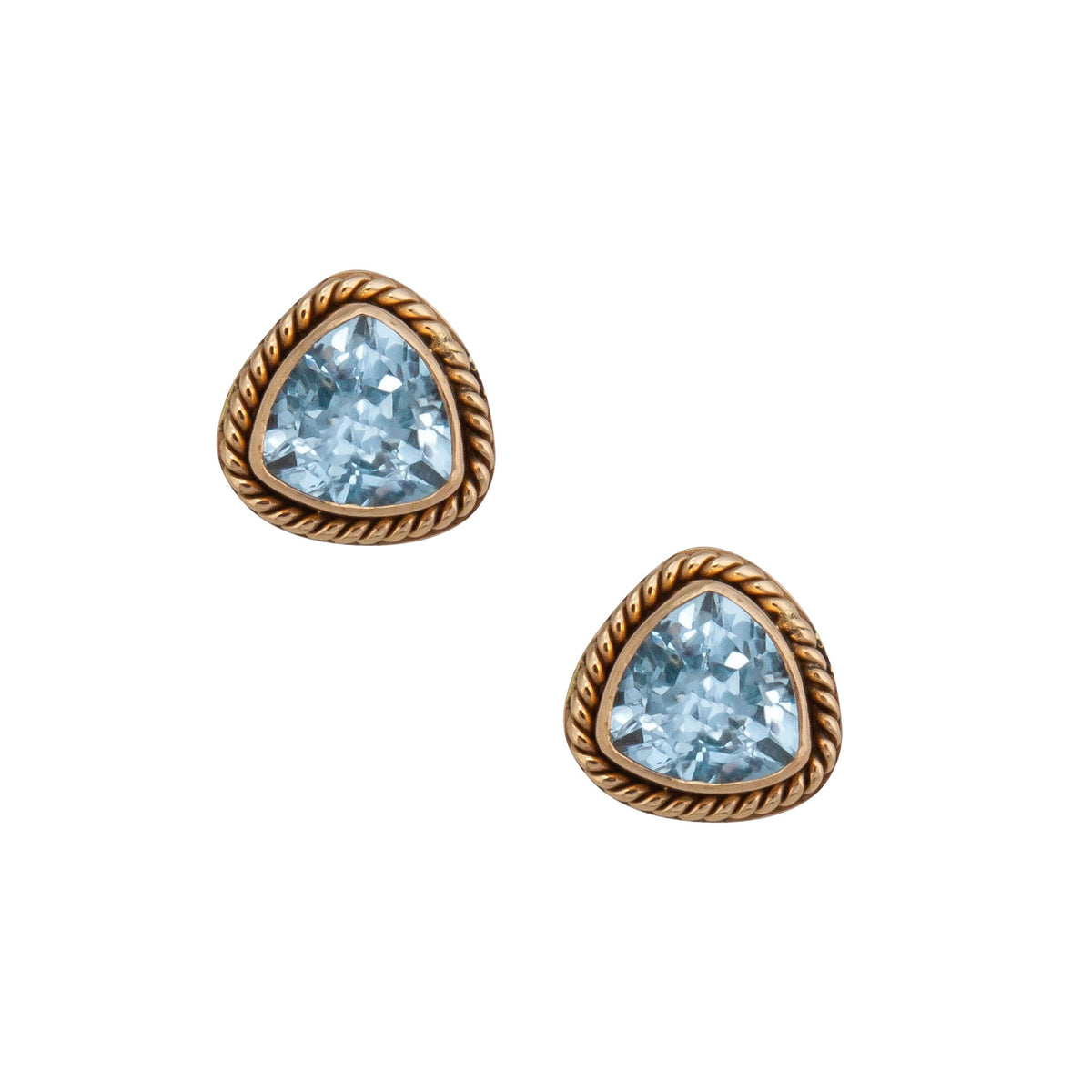 Alchemia Blue Topaz Post Earrings Detailed Edge | Charles Albert Jewelry