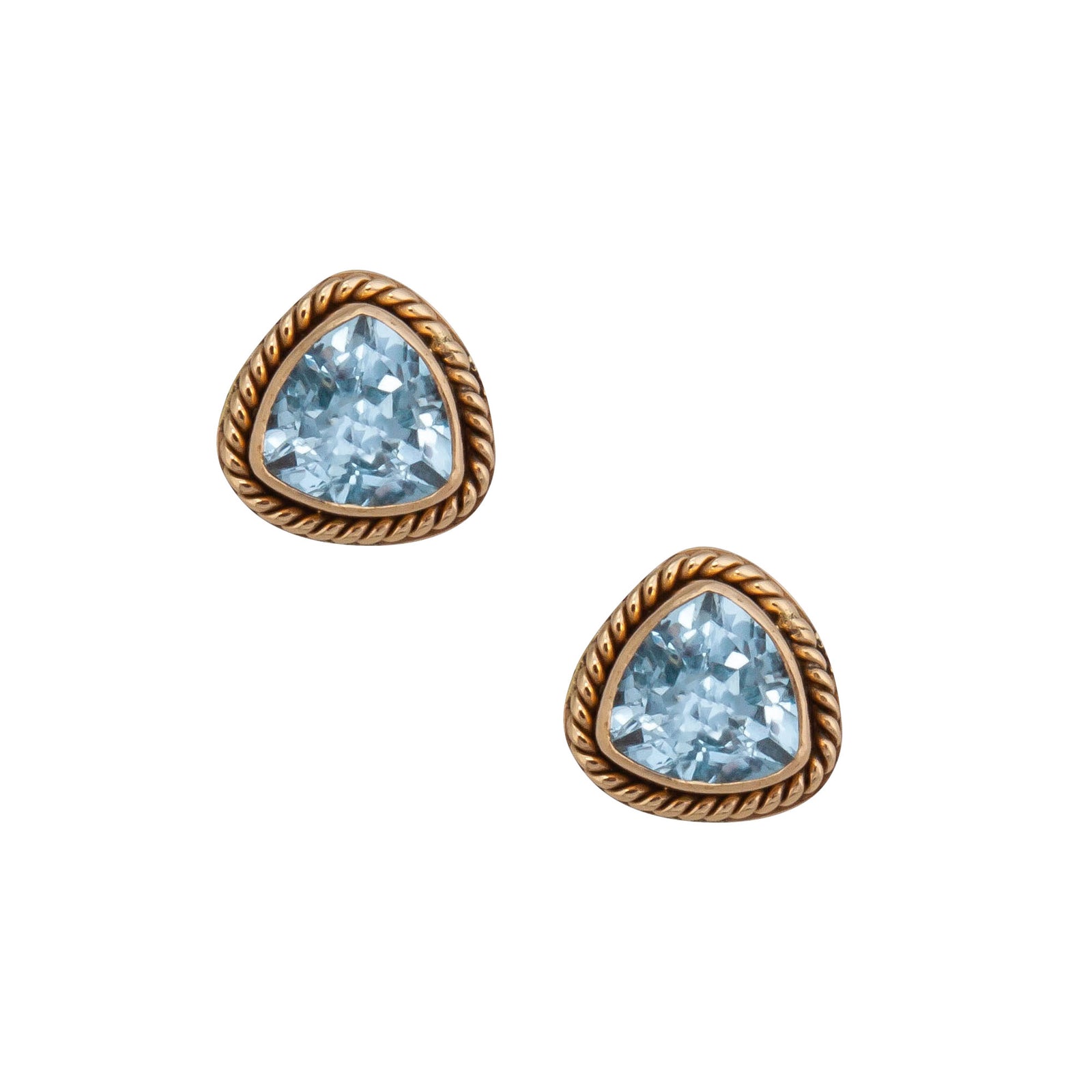 Alchemia Blue Topaz Post Earrings Detailed Edge | Charles Albert Jewelry