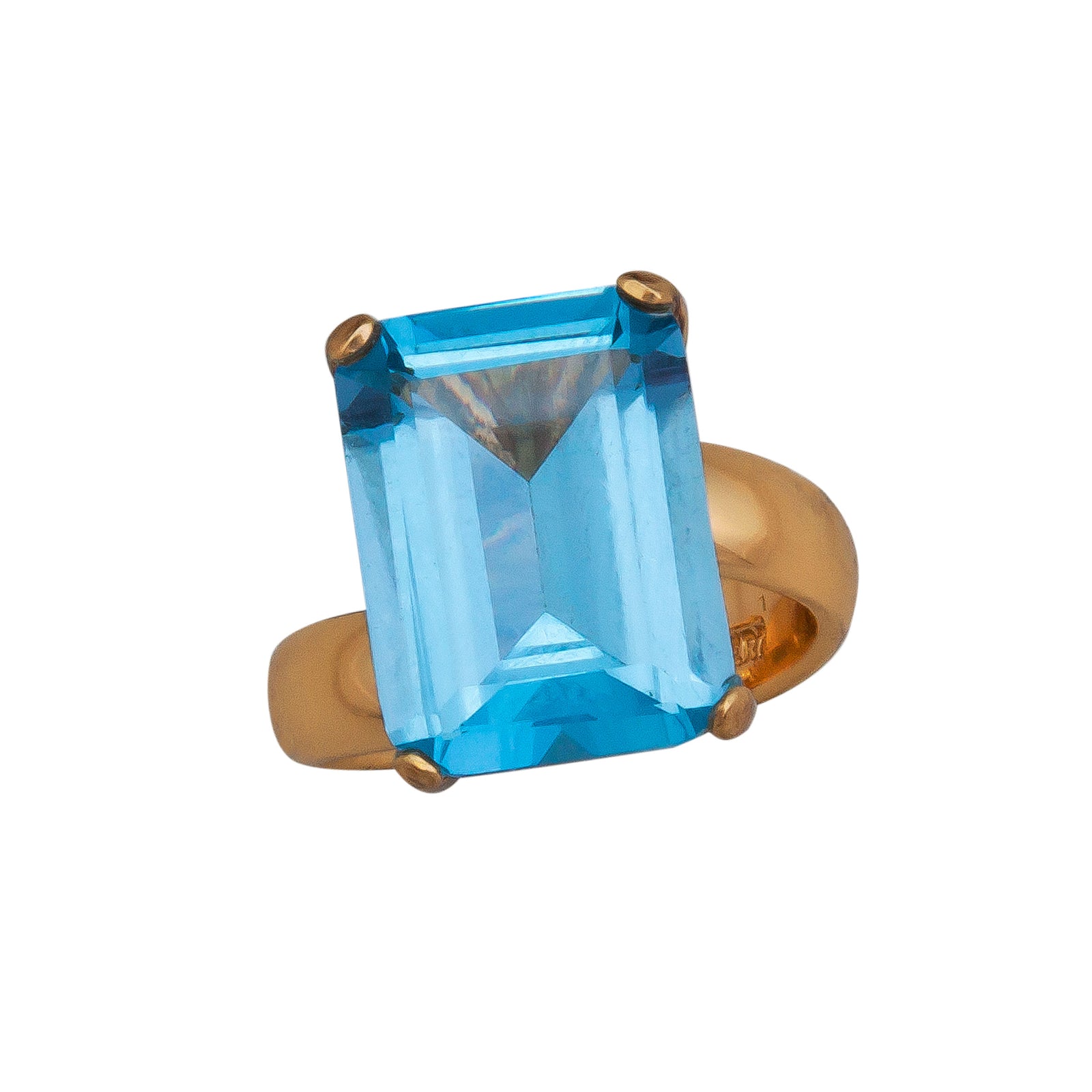Alchemia Blue Topaz Rectangle Prong Set Adjustable Ring | Charles Albert Jewelry