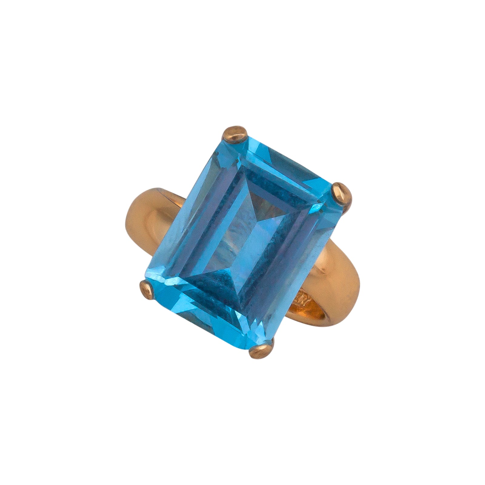 Alchemia Blue Topaz Rectangle Prong Set Adjustable Ring | Charles Albert Jewelry