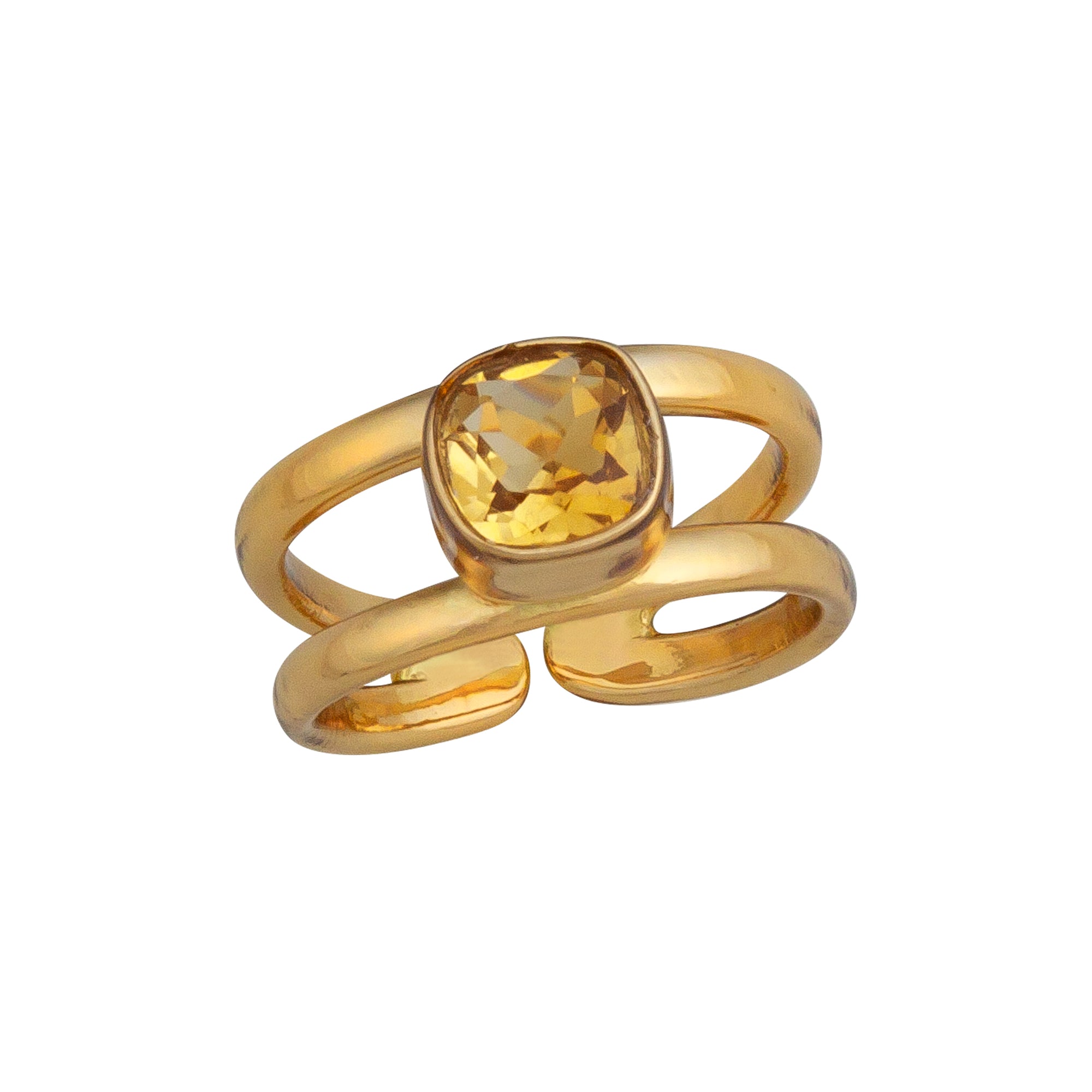 Alchemia Citrine Double Band Adjustable Ring | Charles Albert Jewelry