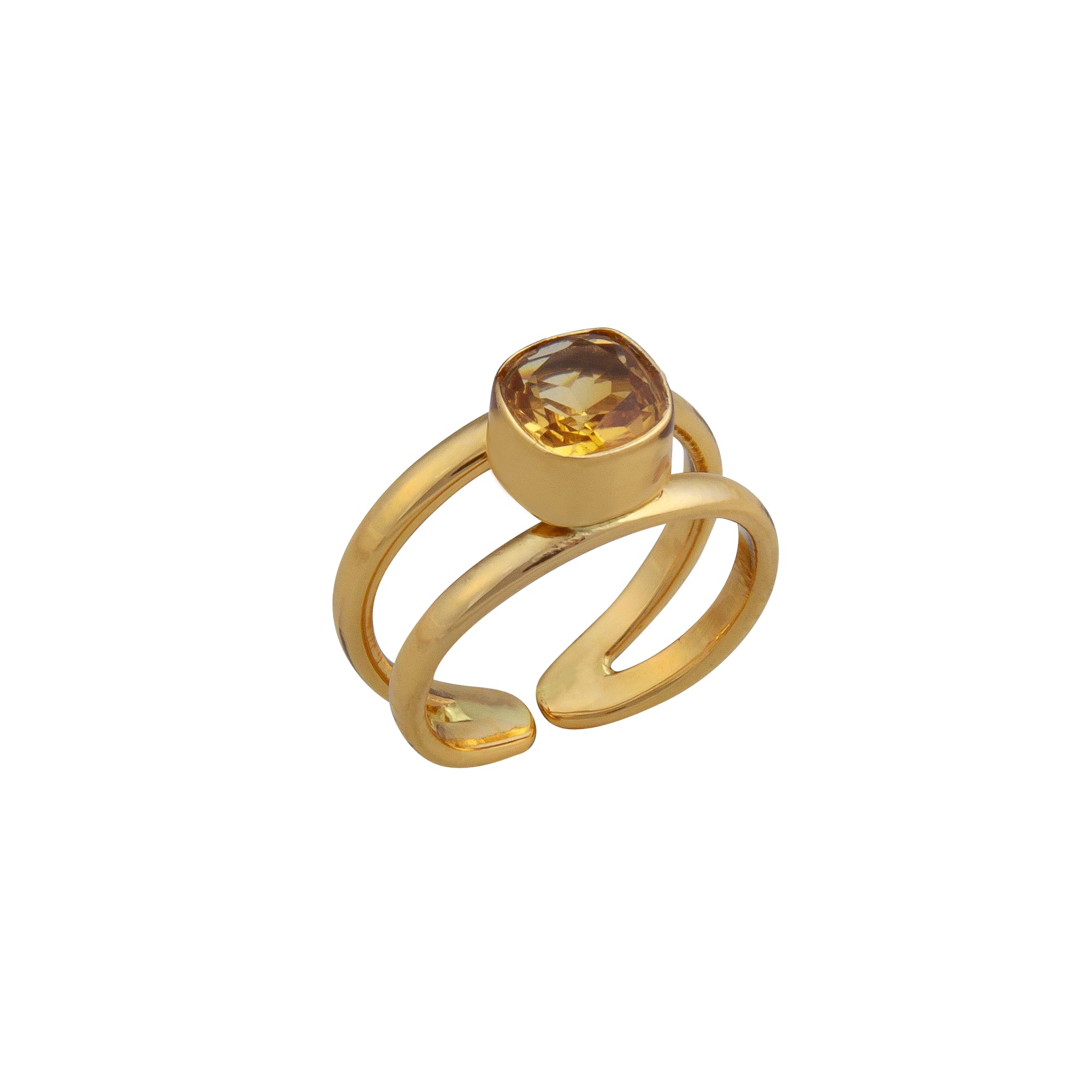 Alchemia Citrine Double Band Adjustable Ring | Charles Albert Jewelry