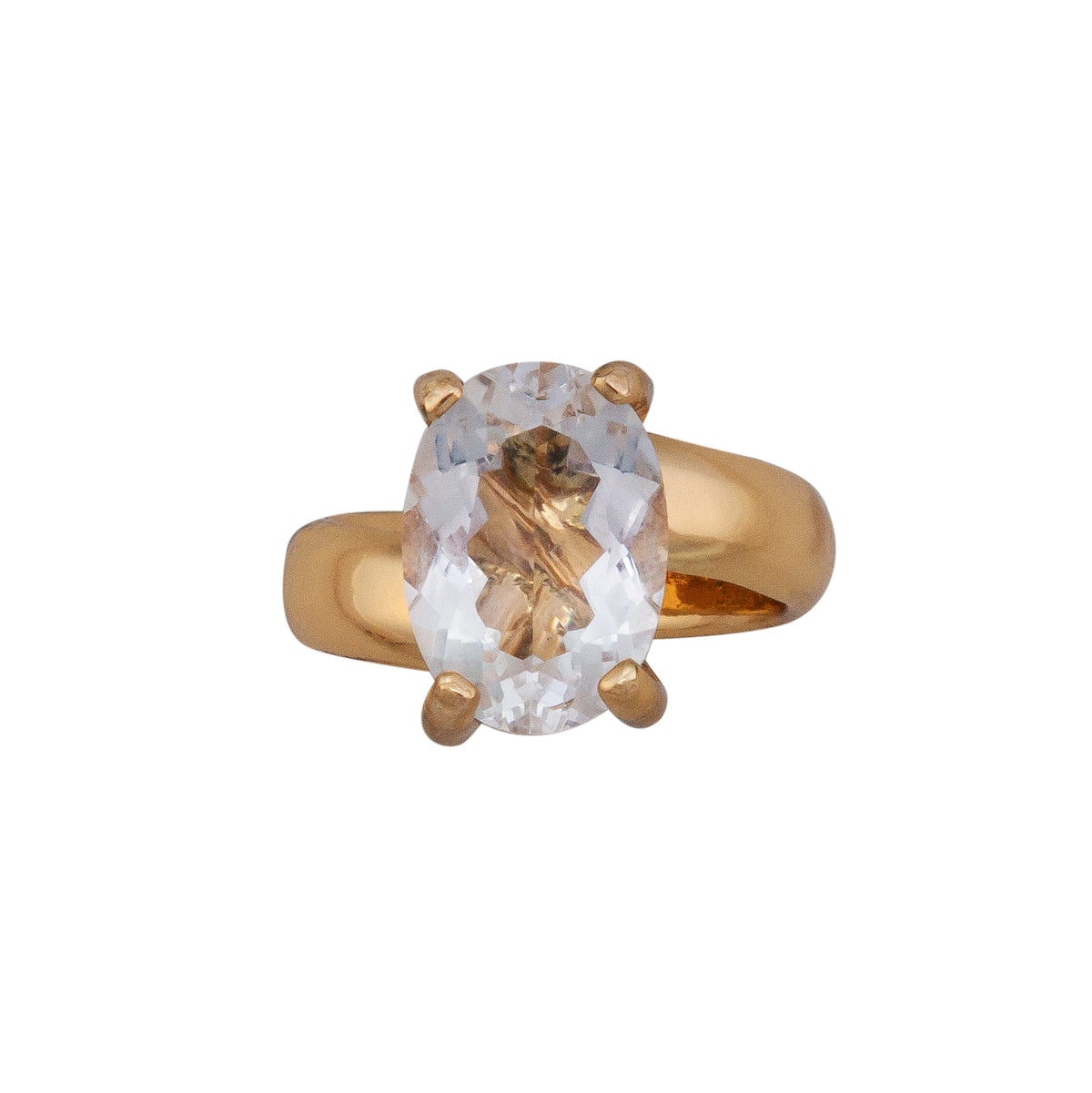 Alchemia Clear Quartz Oval Prong Set Adjustable Ring | Charles Albert Jewelry