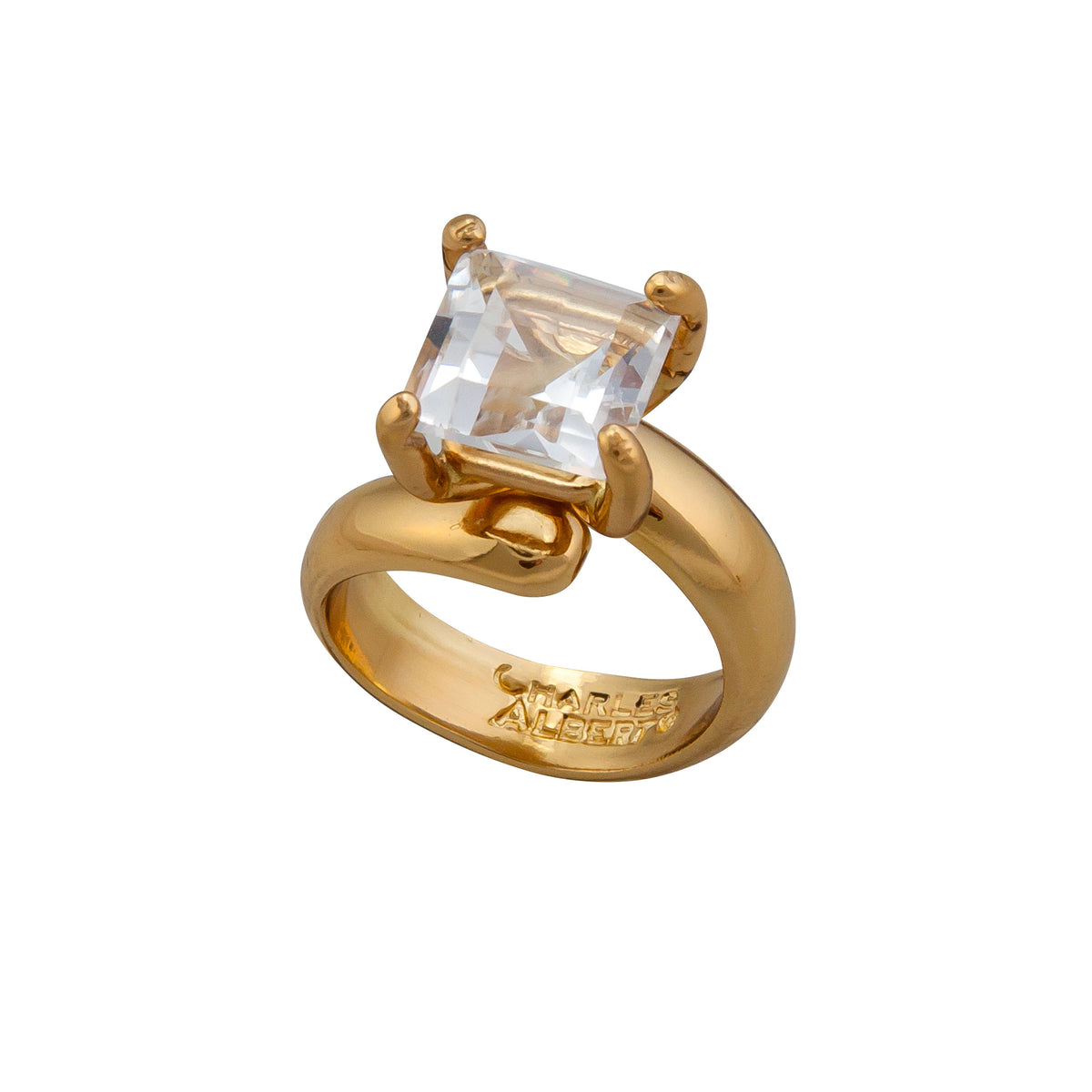Alchemia Clear Quartz Square Prong Set Ring | Charles Albert Jewelry