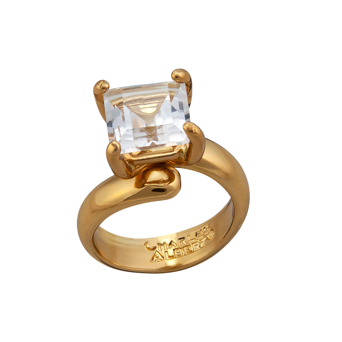 Alchemia Clear Quartz Square Prong Set Ring | Charles Albert Jewelry