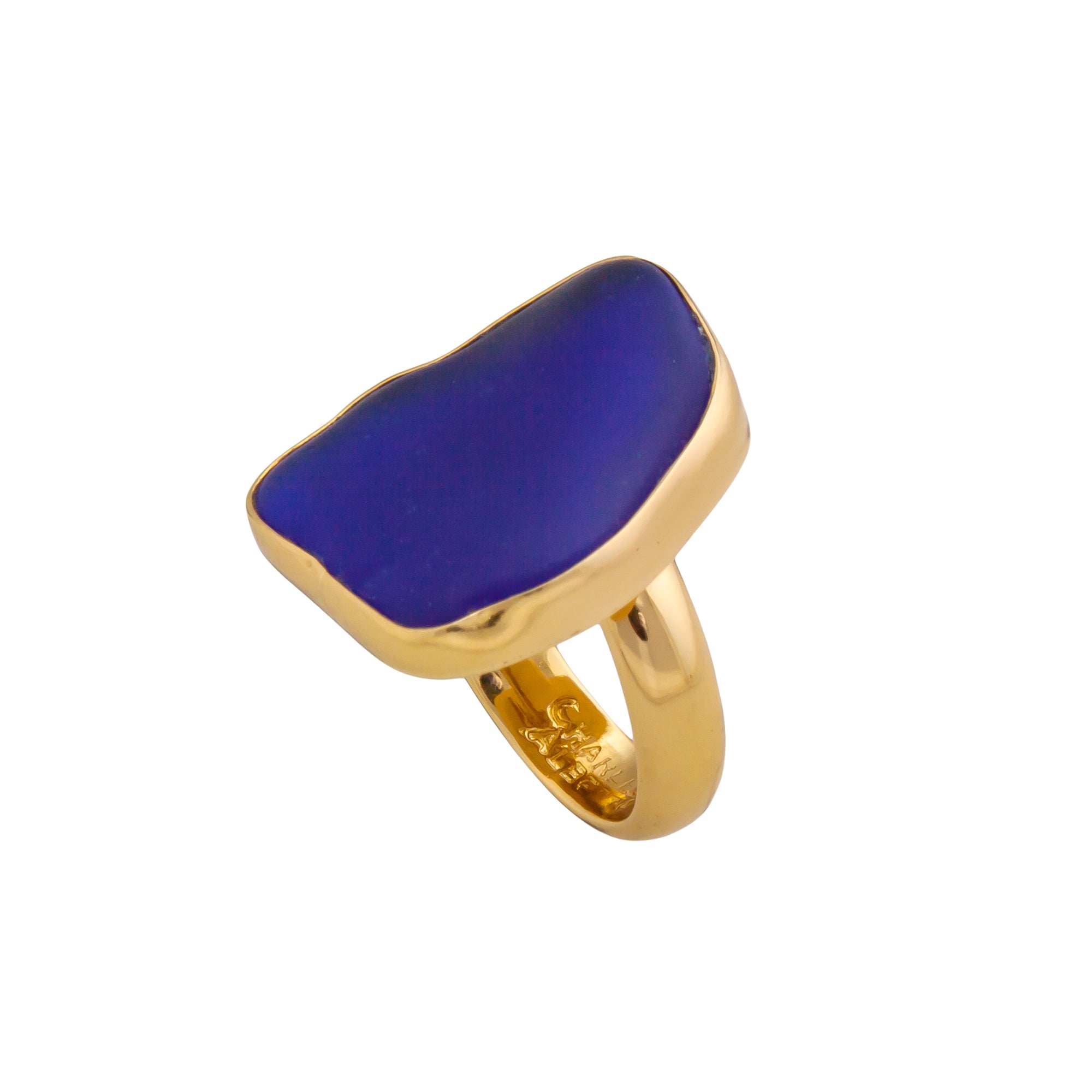 Alchemia Cobalt Blue Recycled Glass Adjustable Ring | Charles Albert Jewelry