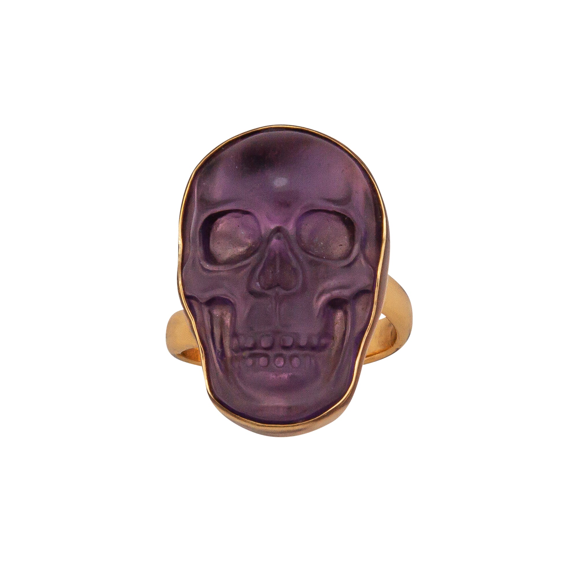 Alchemia Extra Small Skull Adjustable Ring - Amethyst | Charles Albert Jewelry