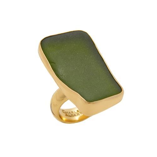 Alchemia Green Recycled Glass Adjustable Ring | Charles Albert Jewelry