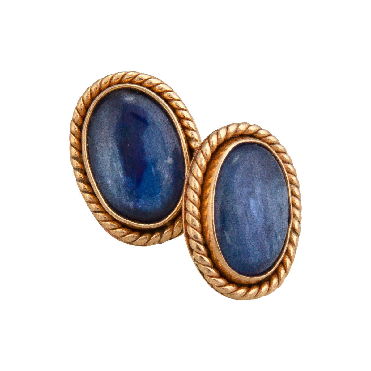 Alchemia Kyanite Oval Post Earrings with Rope Detail | Charles Albert Jewelry