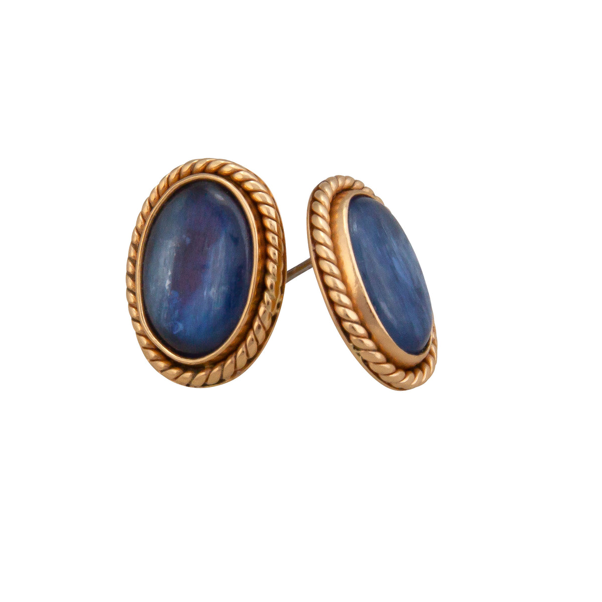Alchemia Kyanite Oval Post Earrings with Rope Detail | Charles Albert Jewelry