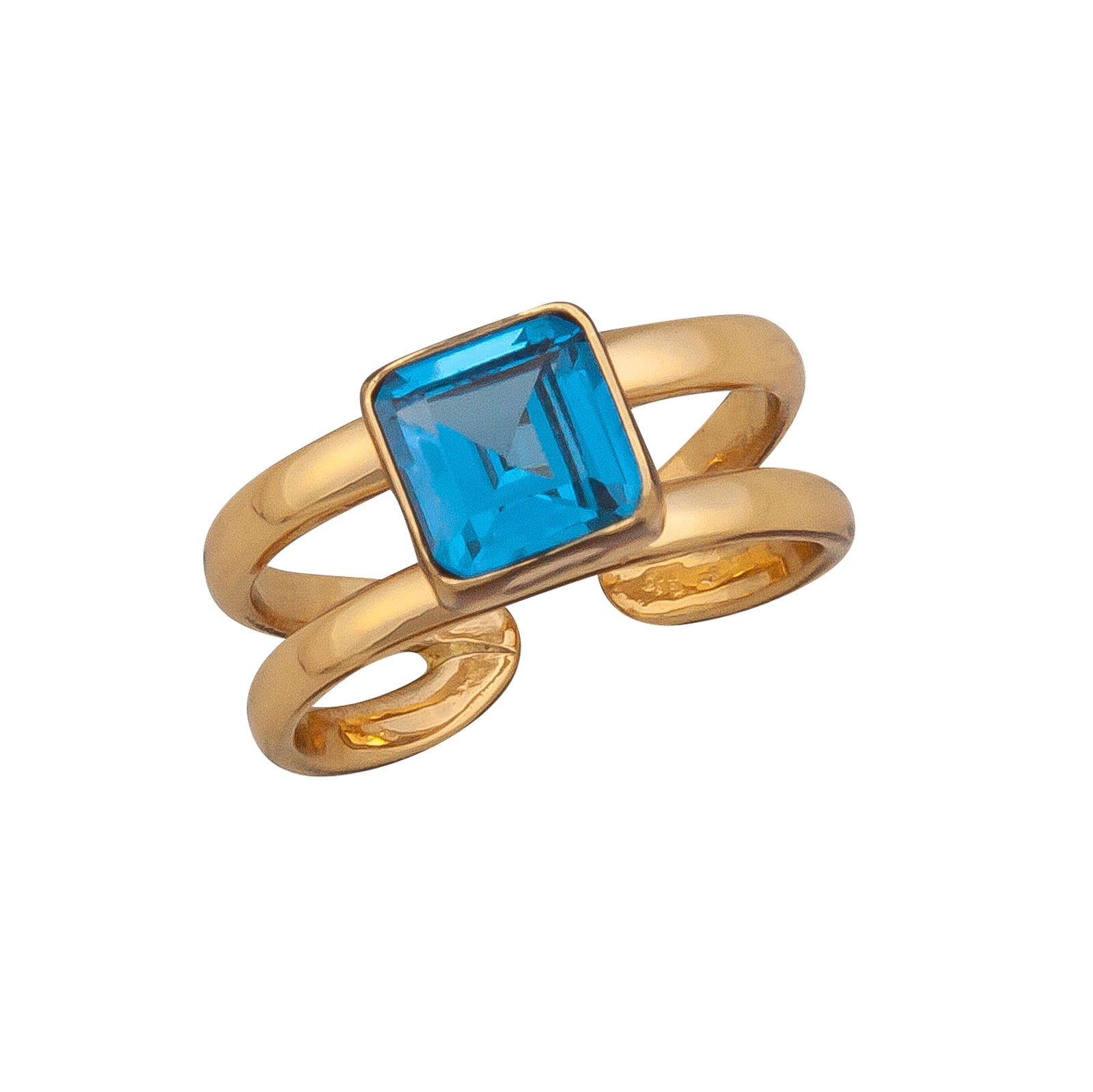 Alchemia Lab Created Blue Zircon Double Band Adjustable Ring | Charles Albert Jewelry