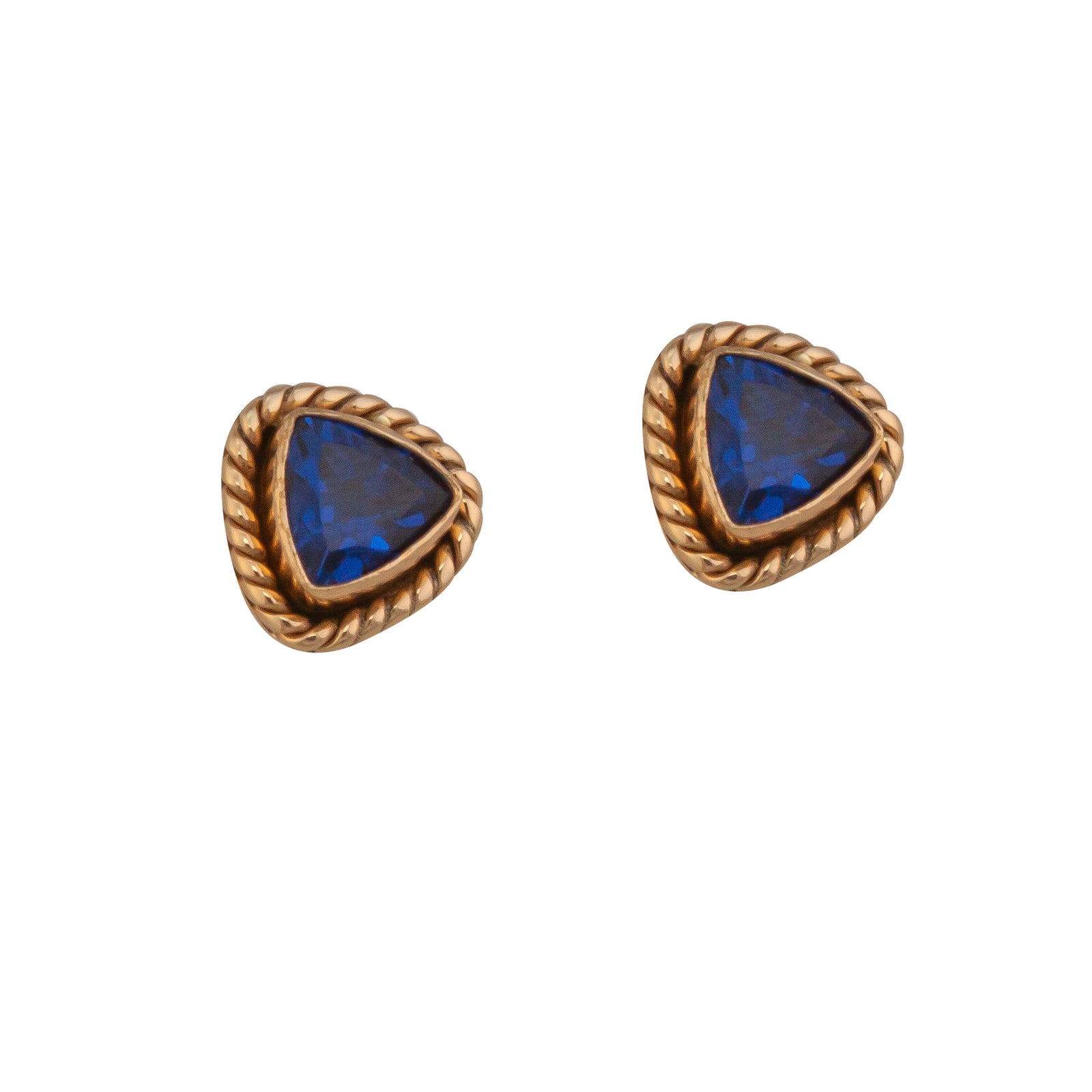 Alchemia Lab Created Sapphire Trillion Rope Post Earrings | Charles Albert Jewelry