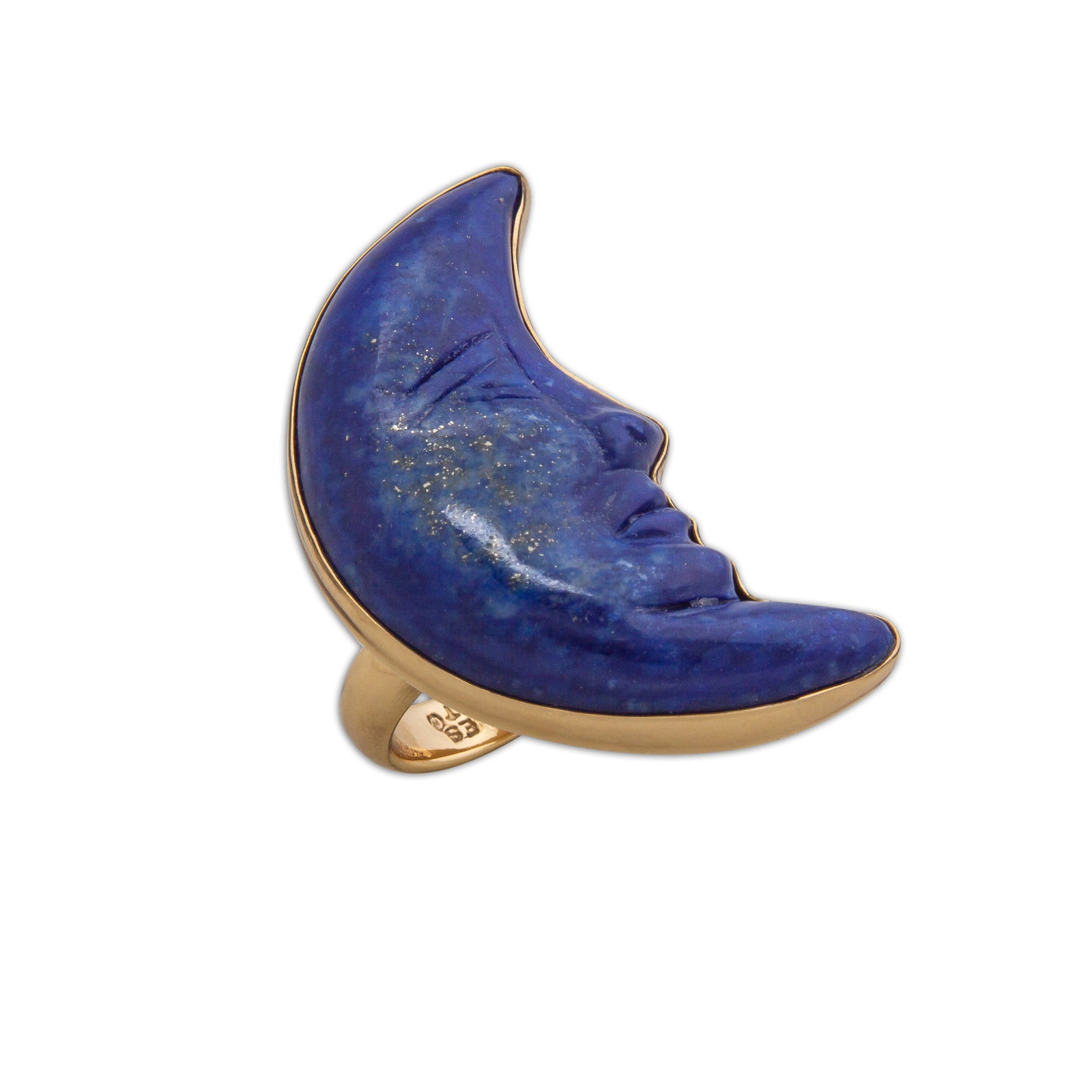 Alchemia Lapis Lazuli Crescent Moon Adjustable Ring | Charles Albert Jewelry