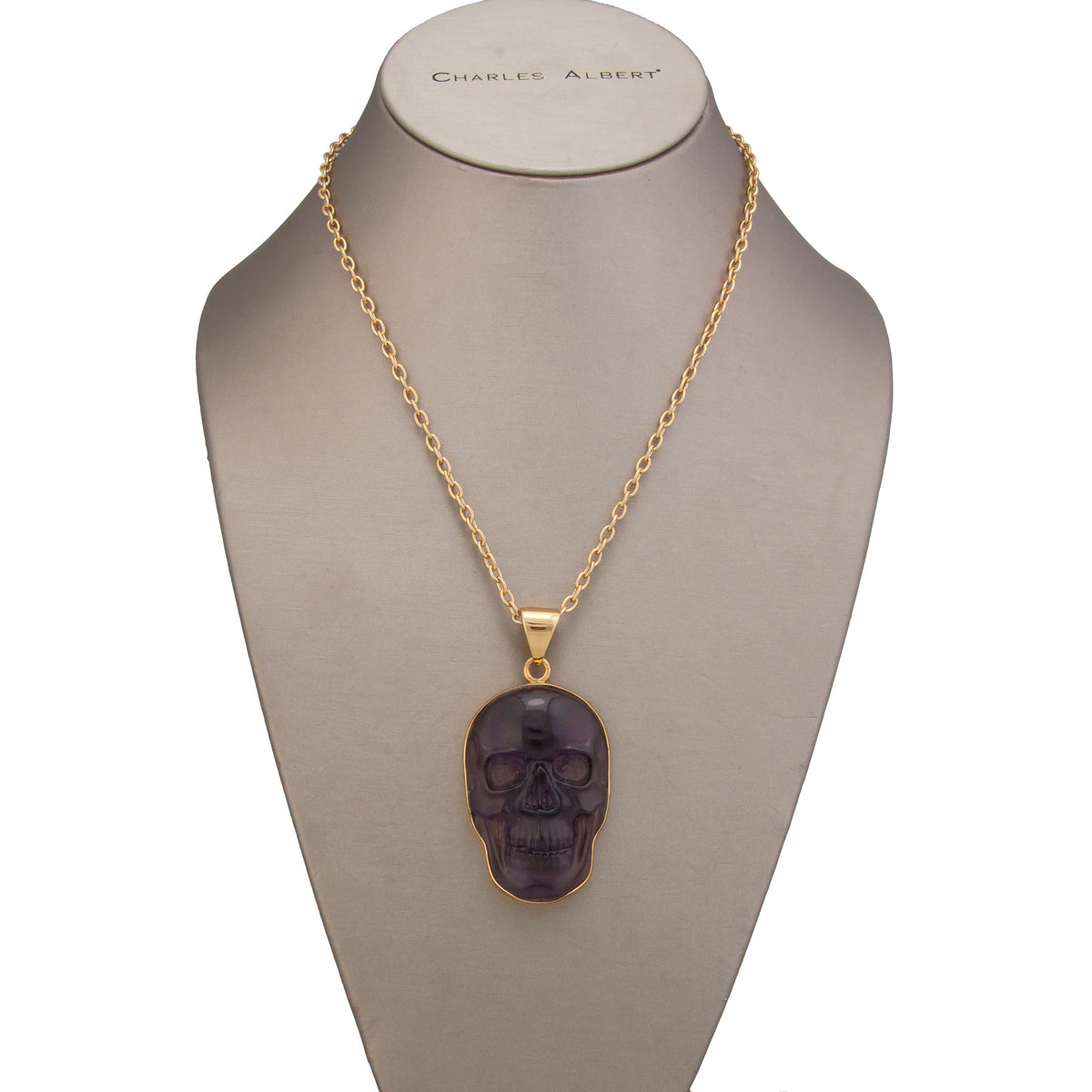 Alchemia Large Amethyst Skull Pendant | Charles Albert Jewelry