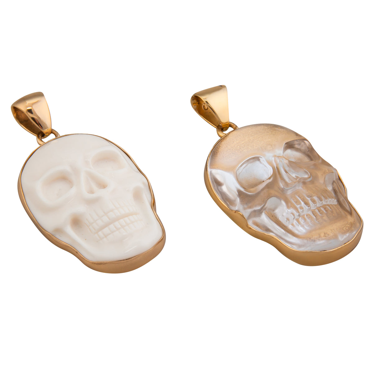 Alchemia Large Skull Pendant - Bone and Clear Quartz | Charles Albert Jewelry