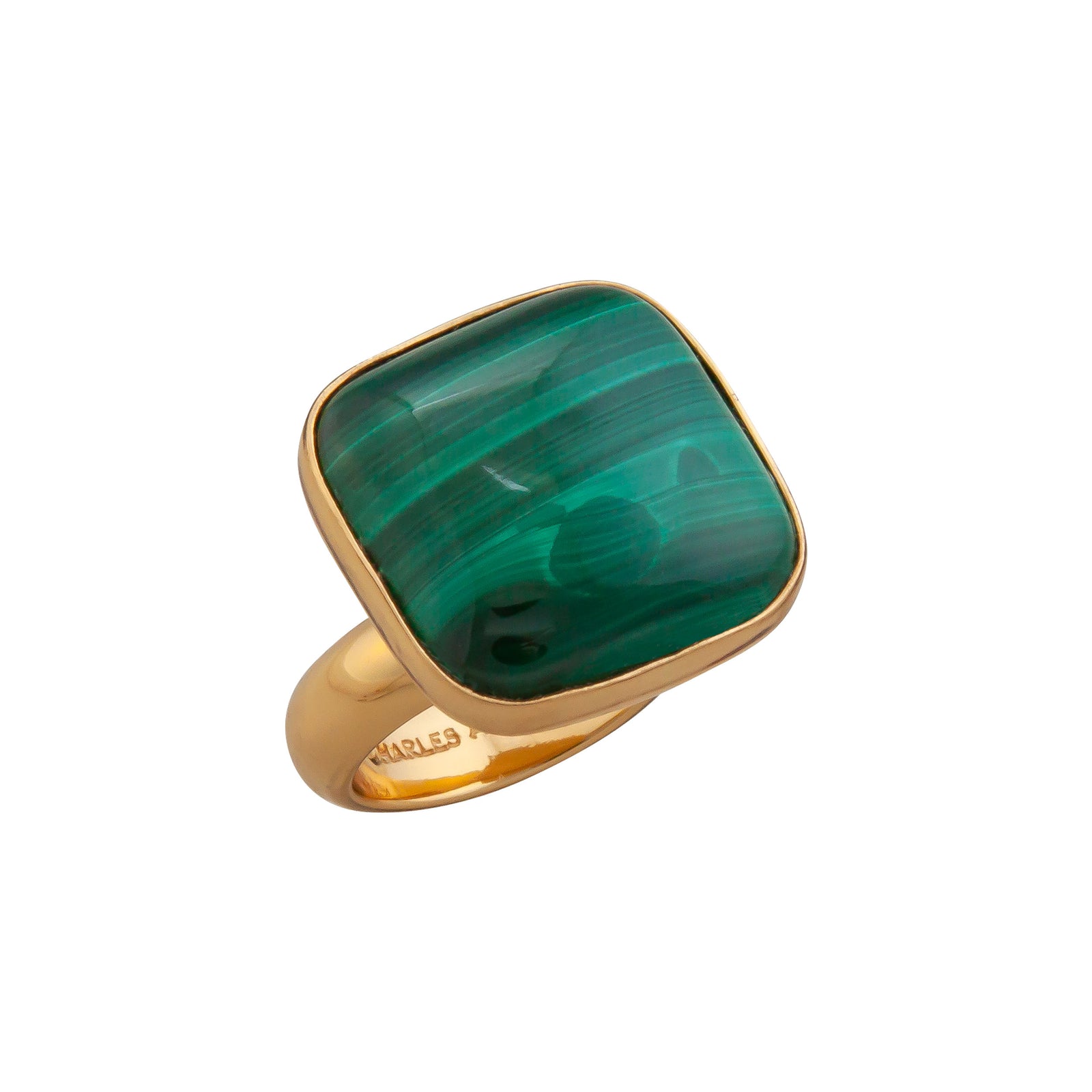 Alchemia Malachite Adjustable Square Ring | Charles Albert Jewelry