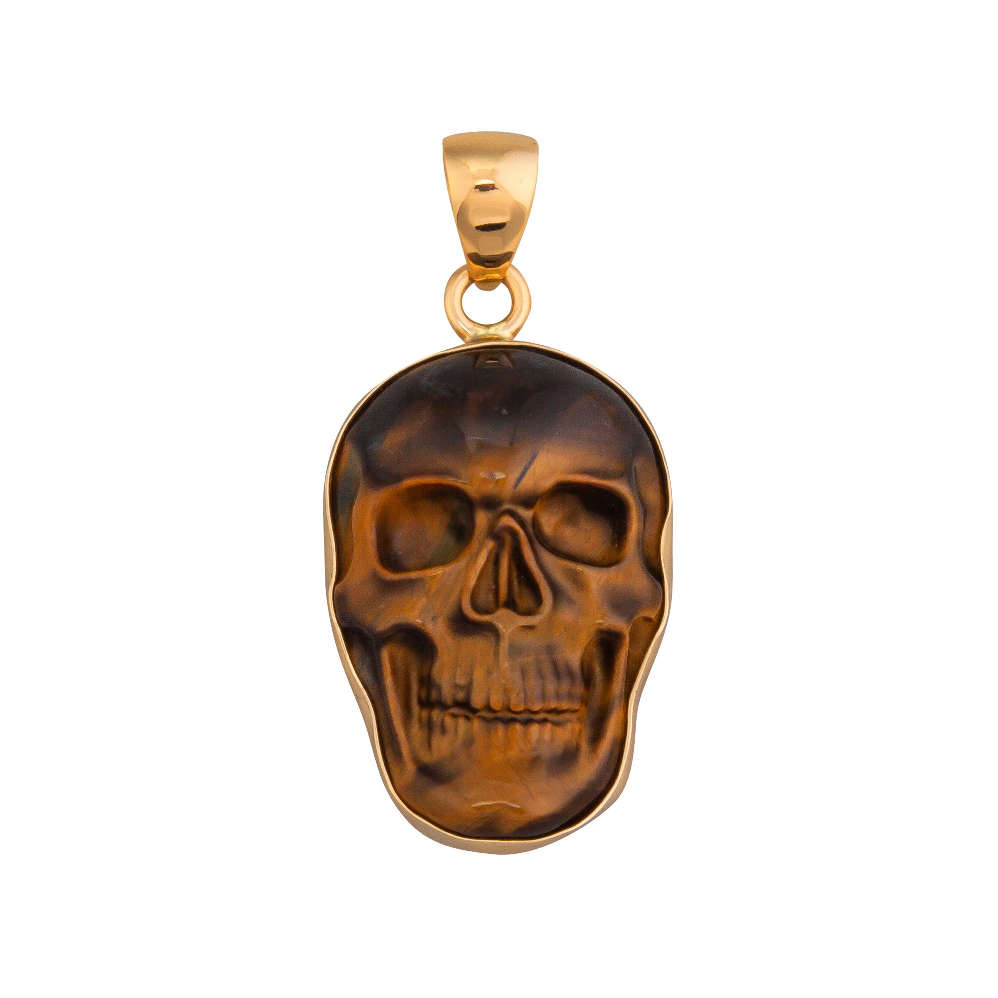 Alchemia Medium Tiger Eye Skull Pendant | Charles Albert Jewelry