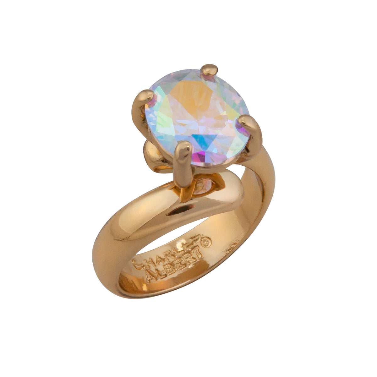 Alchemia Mercury Mist Oval Prong Set Adjustable Ring | Charles Albert Jewelry