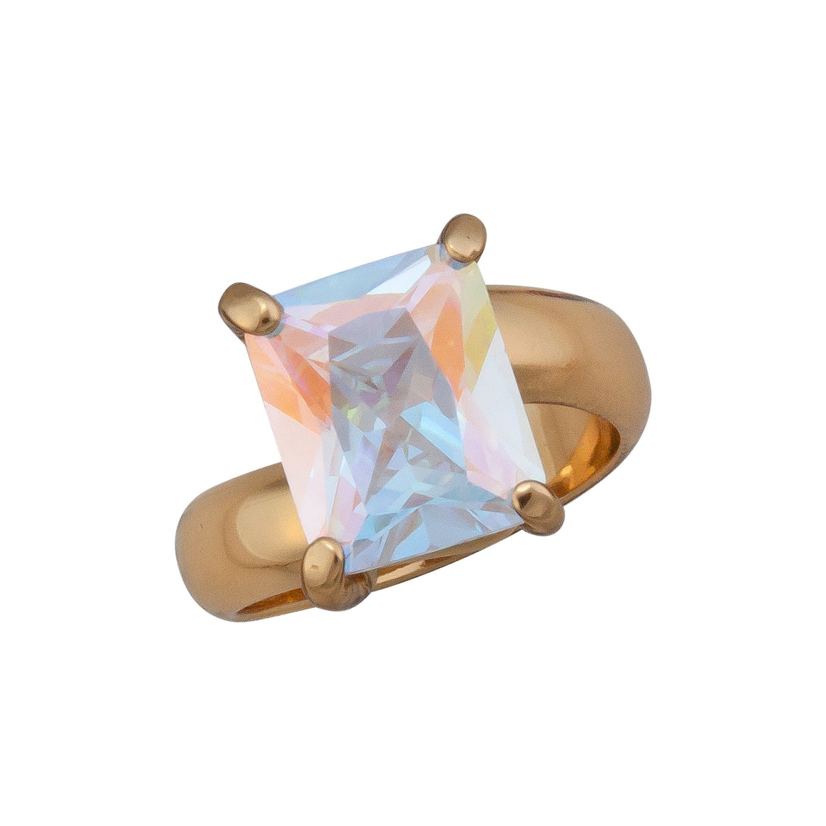 Alchemia Mercury Mist Rectangle Prong Set Adjustable Ring | Charles Albert Jewelry