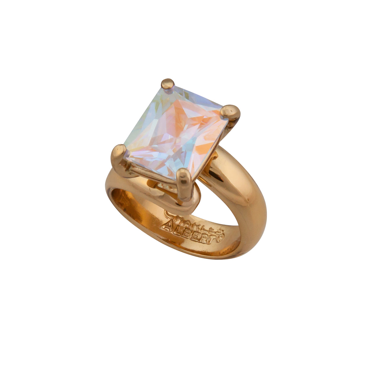 Alchemia Mercury Mist Rectangle Prong Set Adjustable Ring | Charles Albert Jewelry