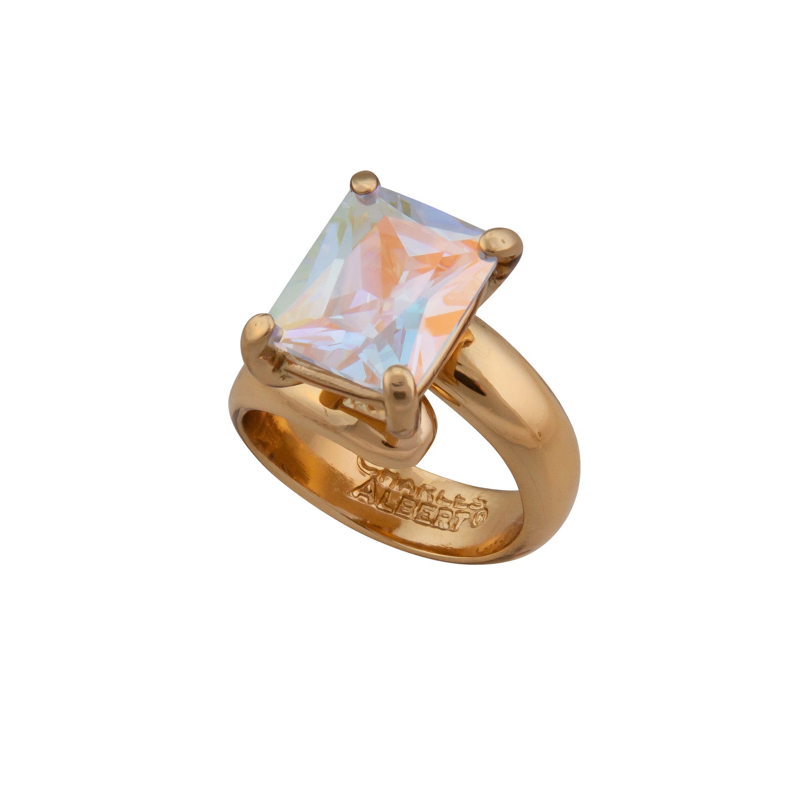 Alchemia Mercury Mist Rectangle Prong Set Adjustable Ring | Charles Albert Jewelry