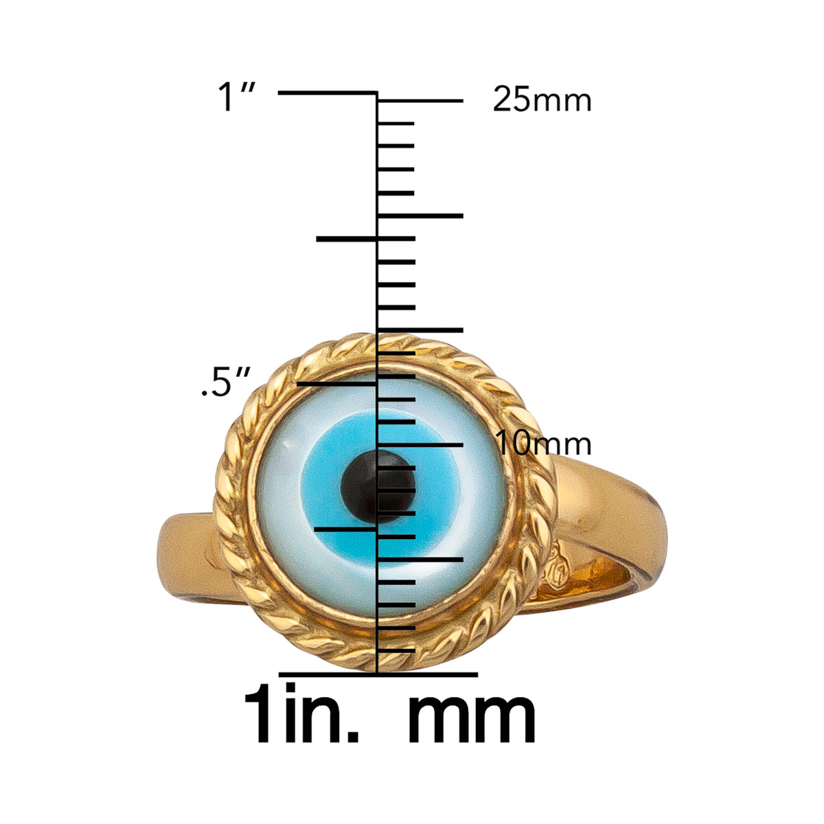 Alchemia Mother of Pearl Evil Eye Rope Adjustable Ring | Charles Albert Jewelry