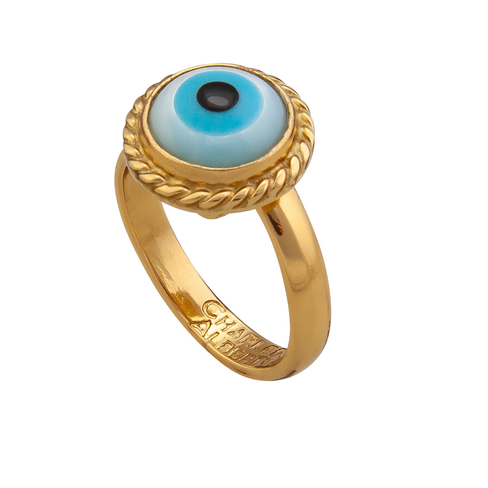Alchemia Mother of Pearl Evil Eye Rope Adjustable Ring | Charles Albert Jewelry