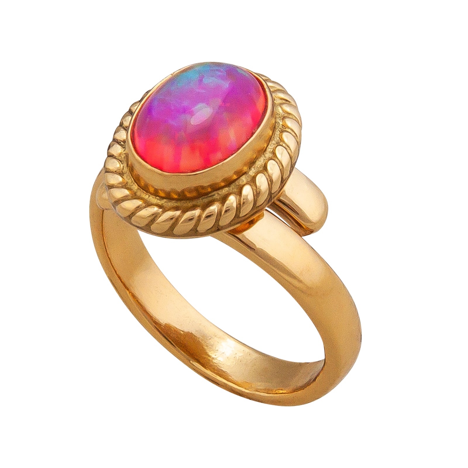 Alchemia Multi Colored Synthetic Opal Rope Adjustable Ring - Magenta | Charles Albert Jewelry