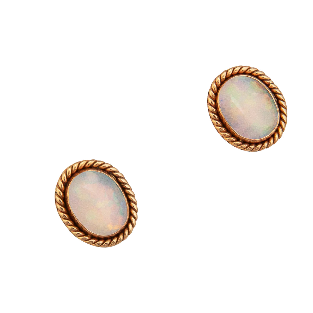 Alchemia Multi Colored Synthetic Opal Rope Post Earrings - White | Charles Albert Jewelry