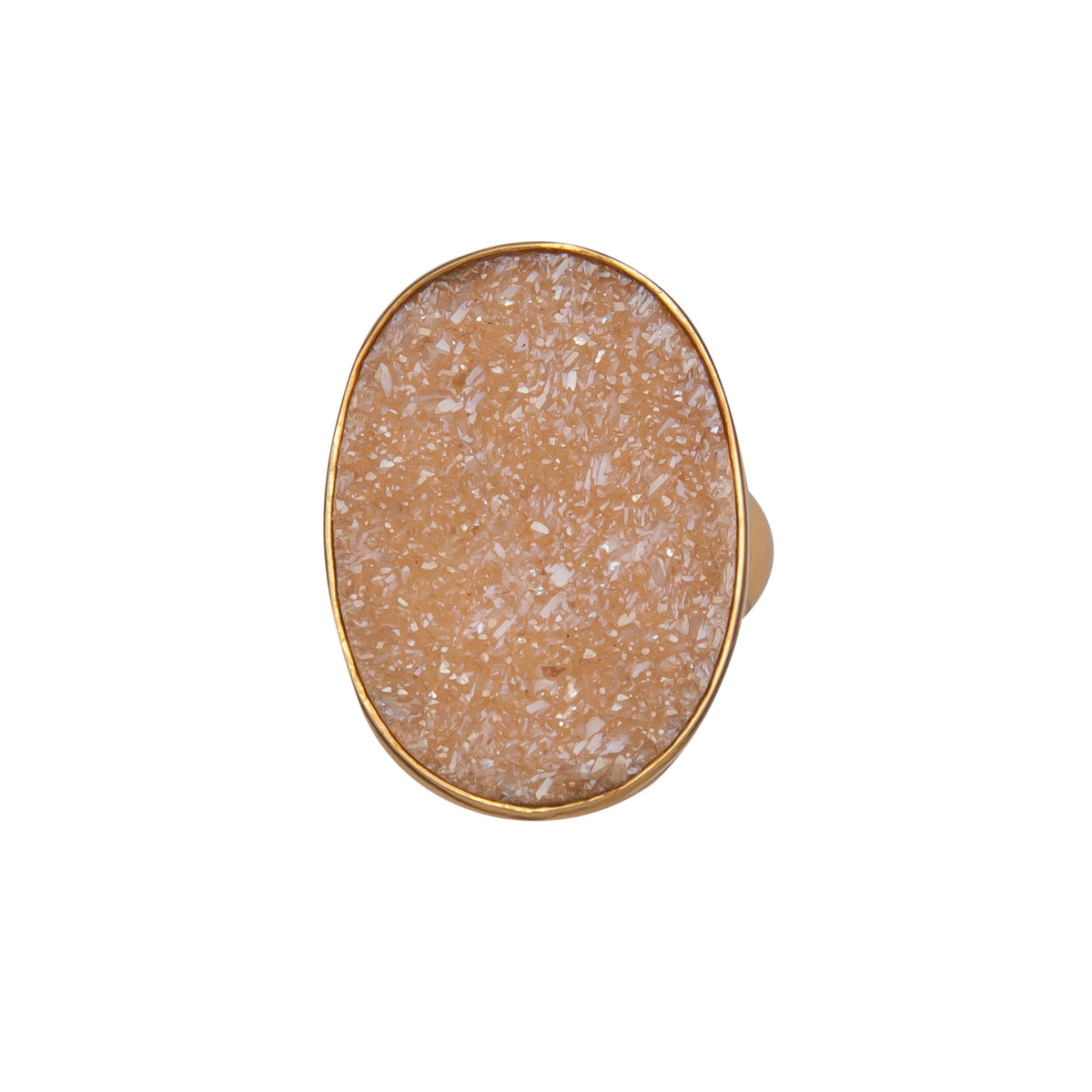 Alchemia Peach Druzy Oval Adjustable Ring | Charles Albert Jewelry