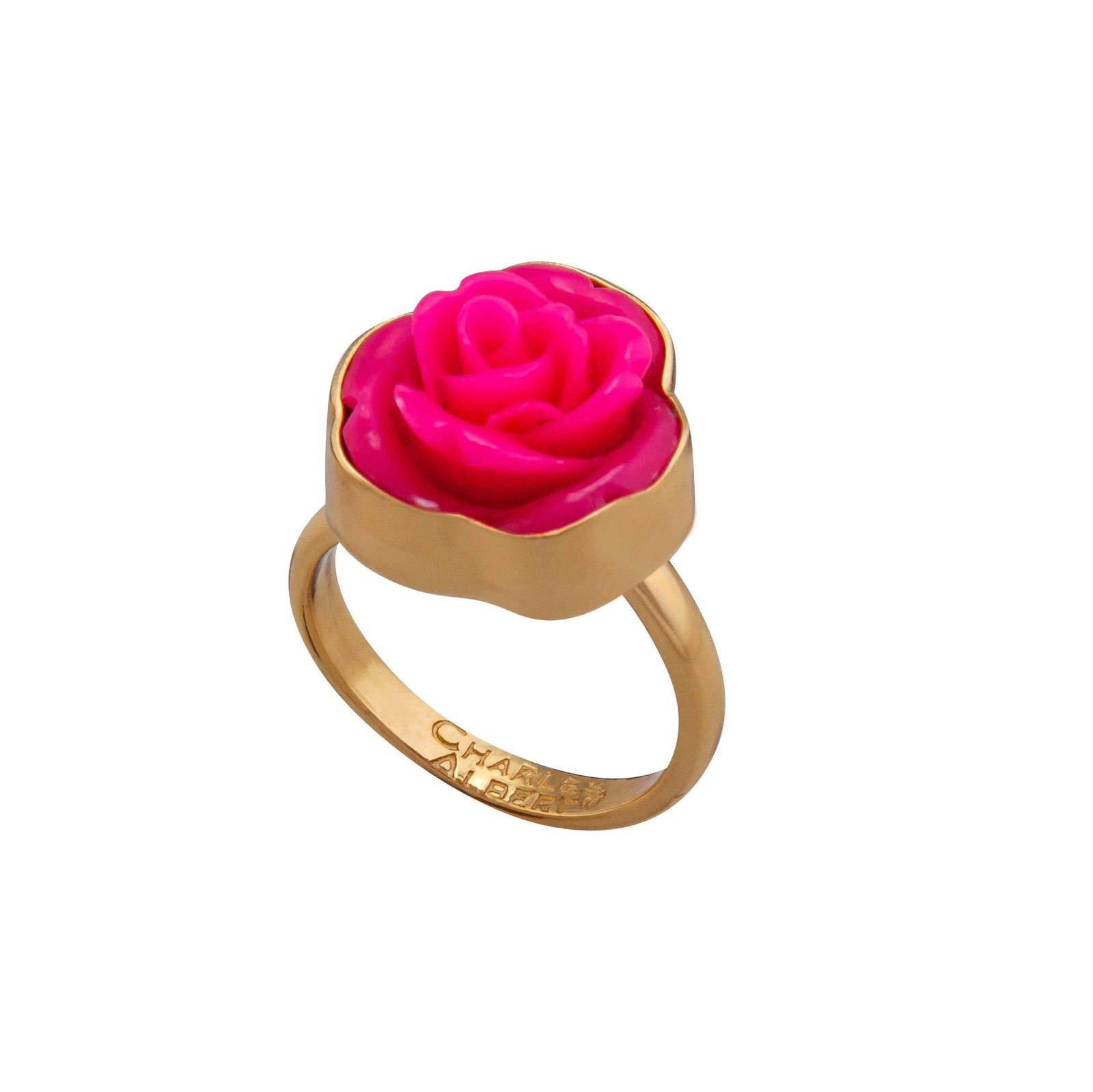 Alchemia Pink Resin Rose Adjustable Ring | Charles Albert Jewelry