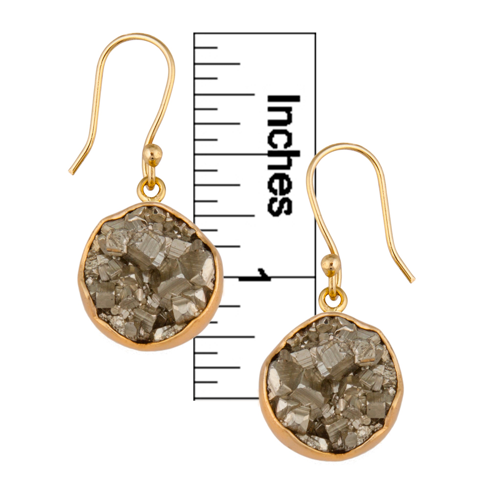 Alchemia Pyrite Round Drop Earrings | Charles Albert Jewelry