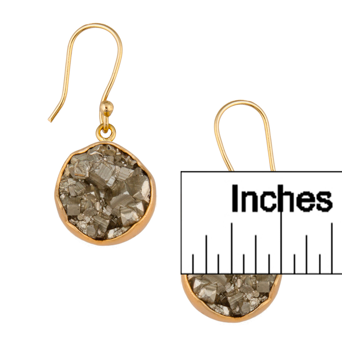 Alchemia Pyrite Round Drop Earrings | Charles Albert Jewelry
