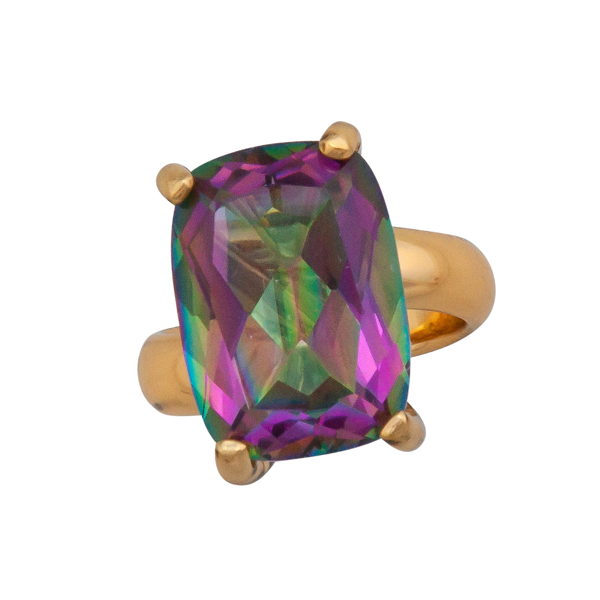 Alchemia Rainbow Mystic Quartz Prong Set Adjustable Ring | Charles Albert Jewelry