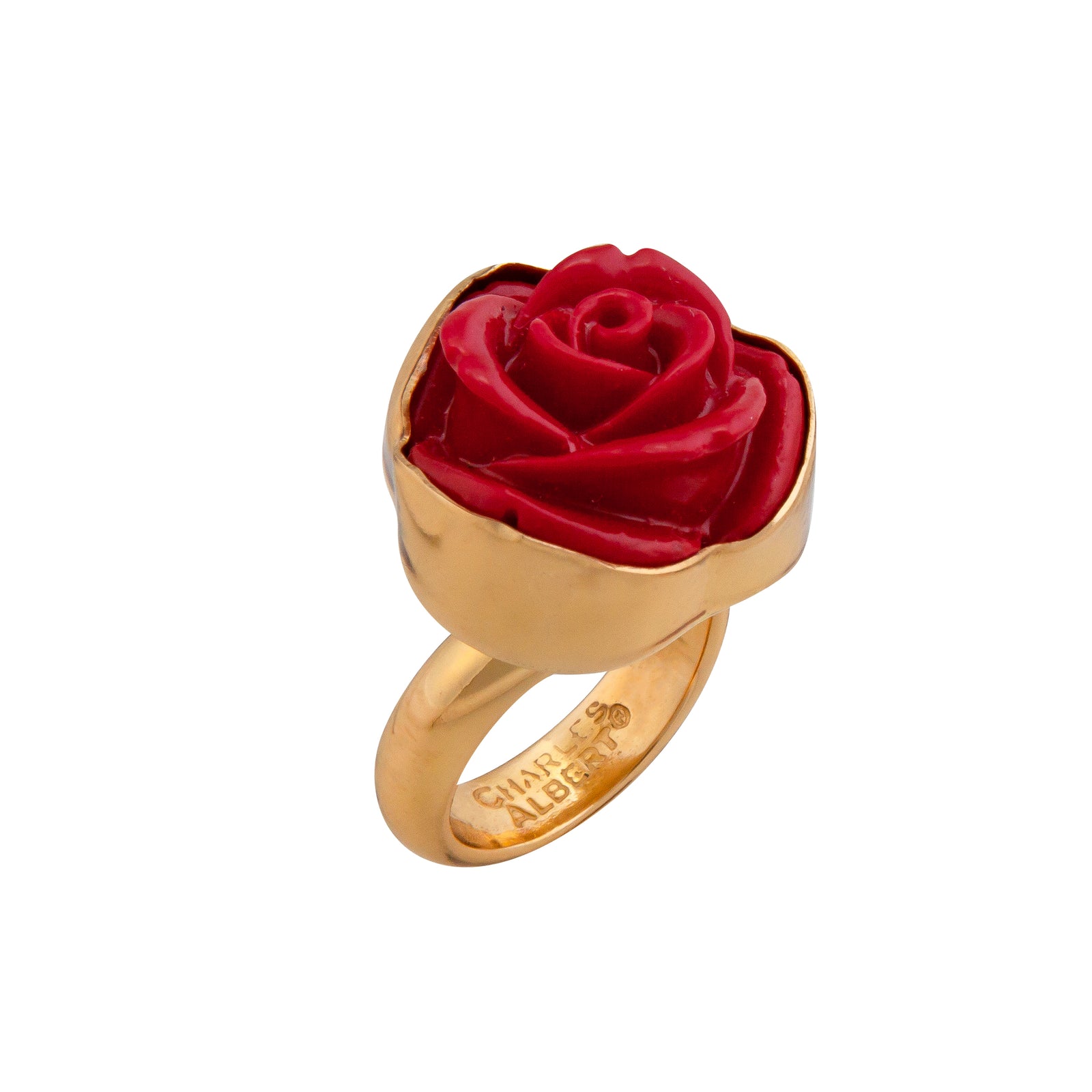 Alchemia Red Resin Rose Adjustable Ring | Charles Albert Jewelry