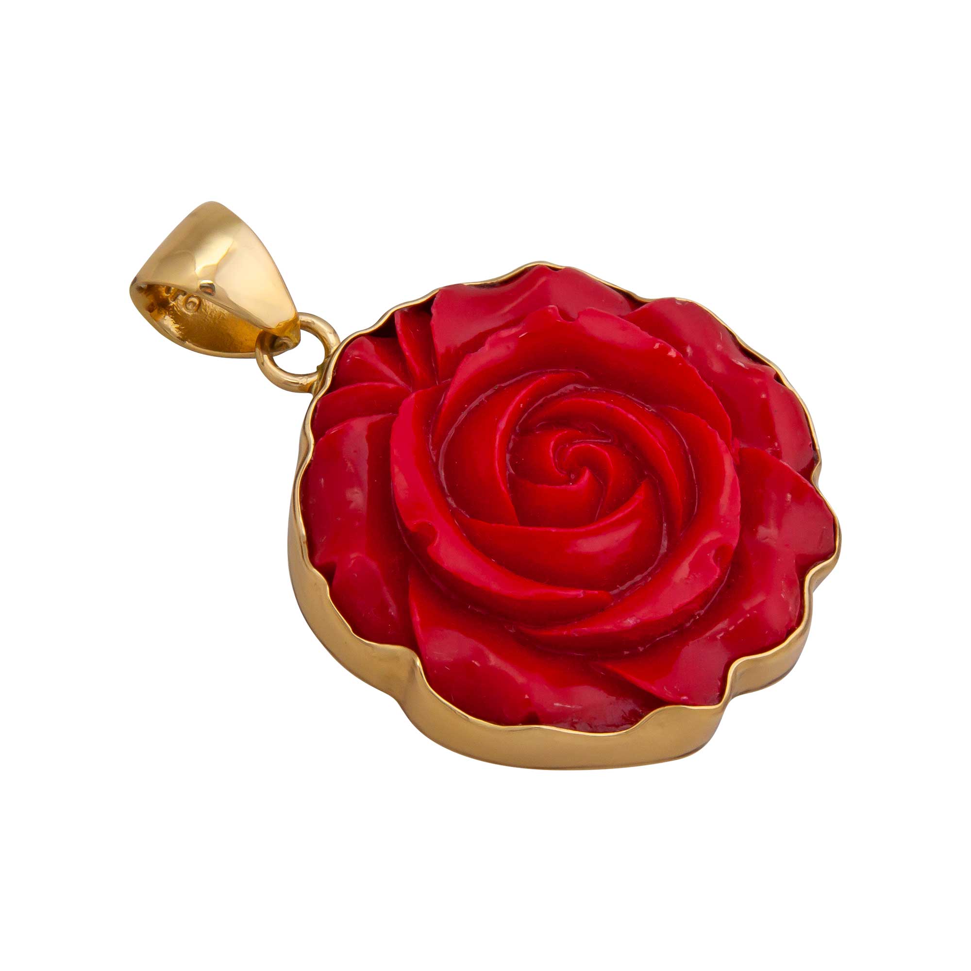 Alchemia Red Resin Rose Pendant | Charles Albert Jewelry