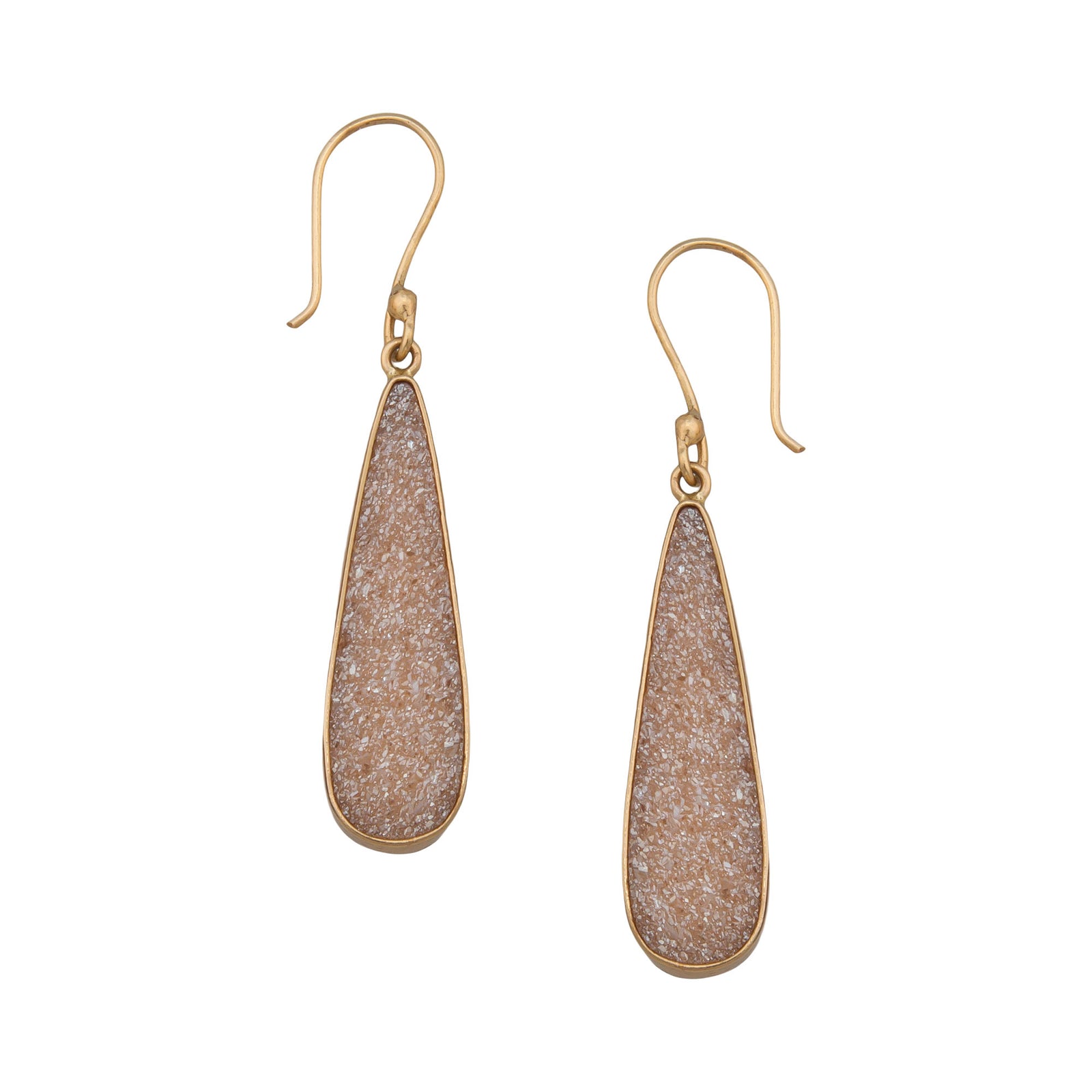 Alchemia Teardrop Peach Druzy Drop Earrings | Charles Albert Jewelry