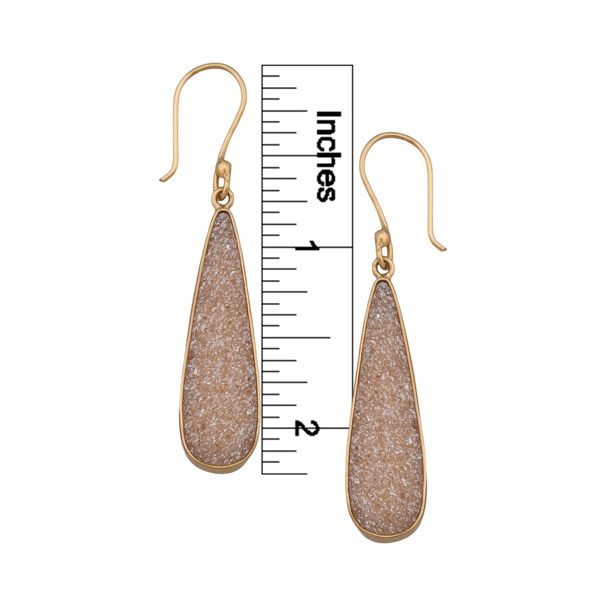 Alchemia Teardrop Peach Druzy Drop Earrings | Charles Albert Jewelry