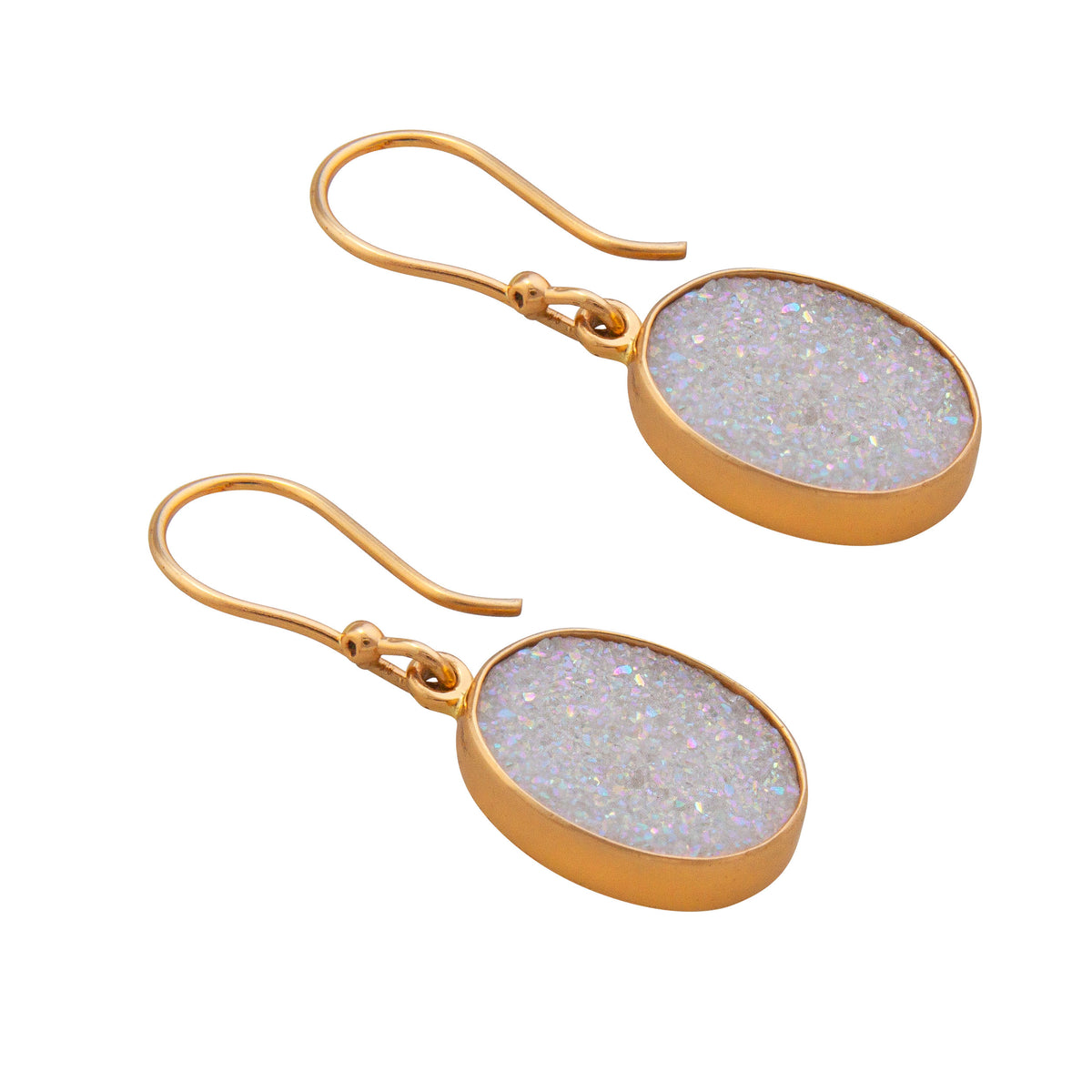Alchemia White Druzy Oval Drop Earrings | Charles Albert Jewelry