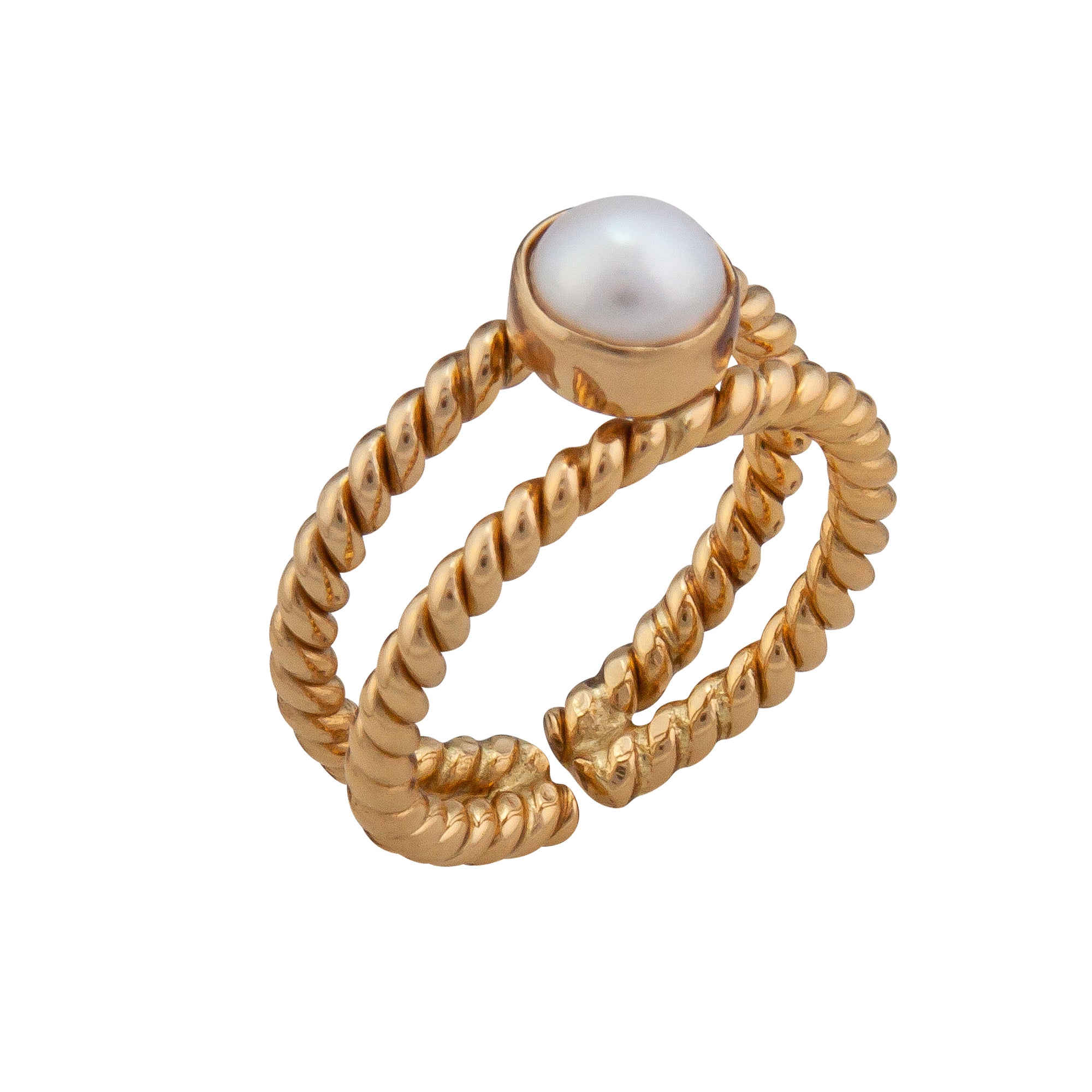 Alchemia White Pearl Rope Double Band Adjustable Ring | Charles Albert Jewelry