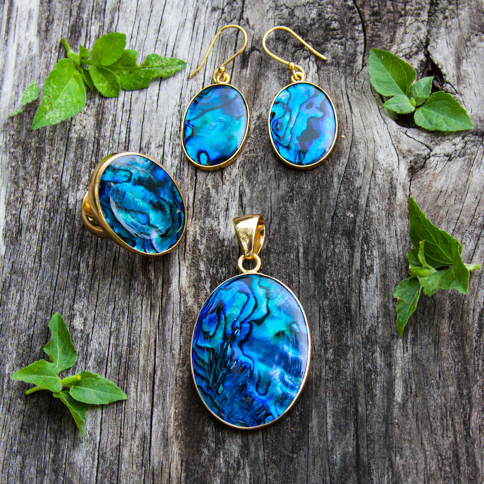 Alchemia Blue Abalone Adjustable Ring Charles Albert Inc